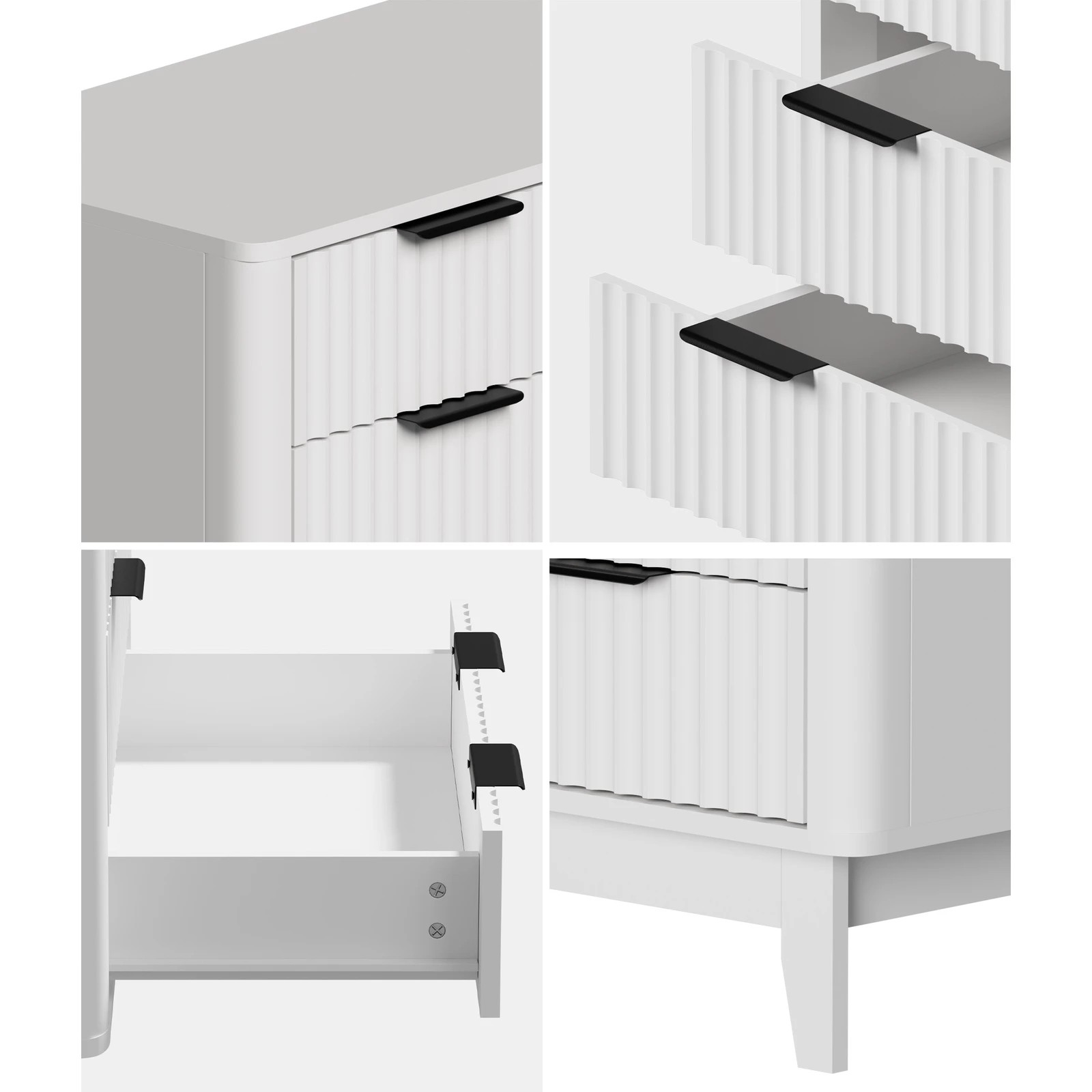 4 Oikiture 5 Chest Of Drawers Storage Cabinet Dressers Tallboy Stripe
 - White, 4 of 9