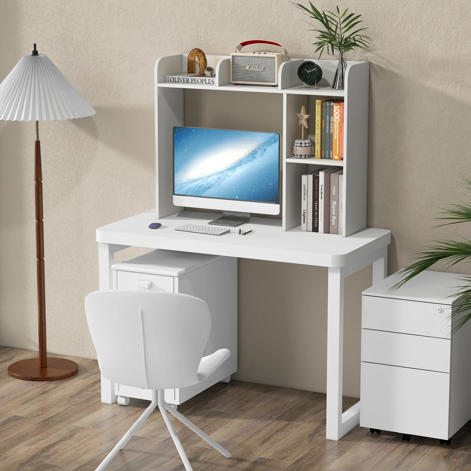 2 Costway Desktop Bookshelf Wood Display Rack w/4 Shelves & Open Compartment Storage Organiser, 2 of 2