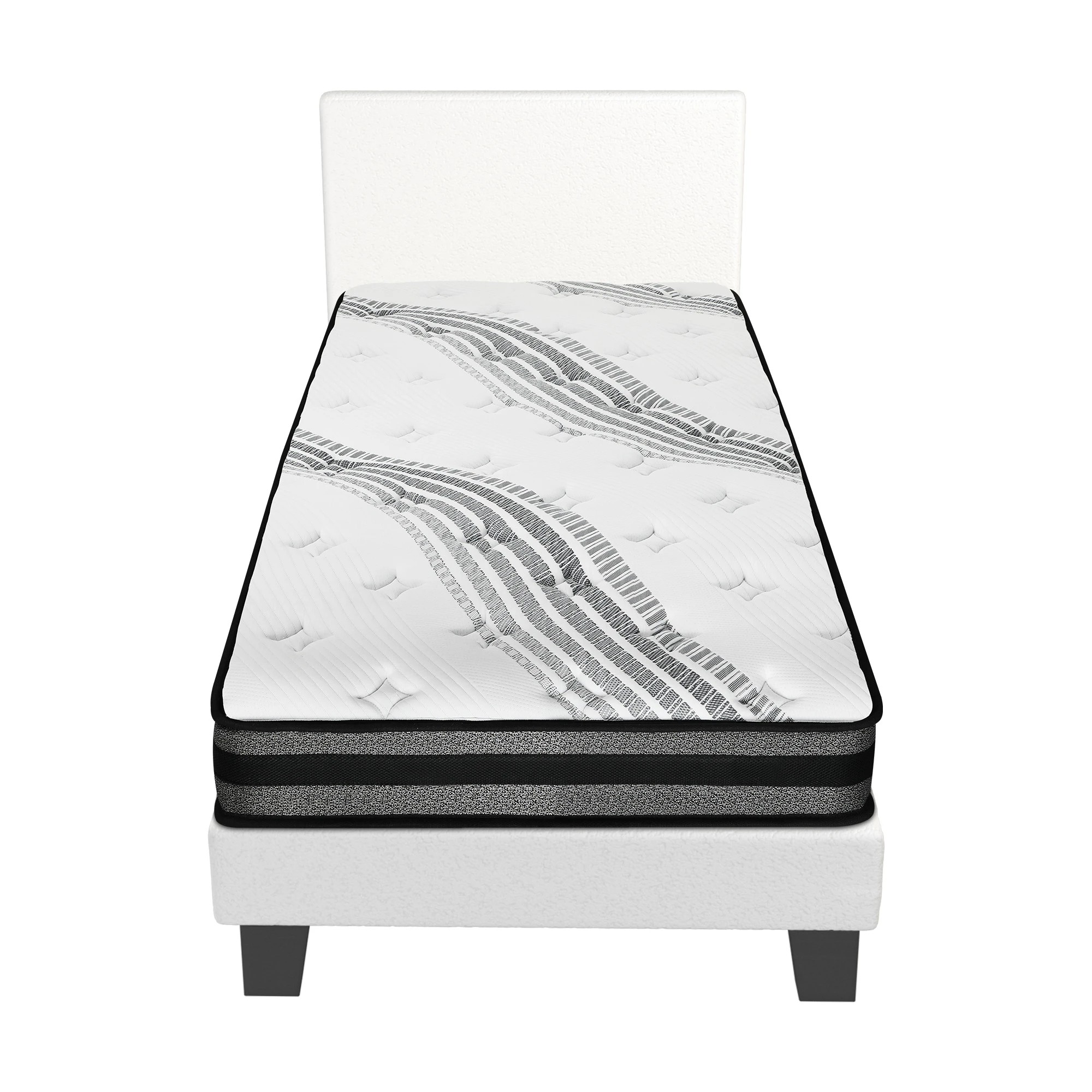 3 Oikiture Single Bed Frame With Mattress Set
 - White, 3 of 9