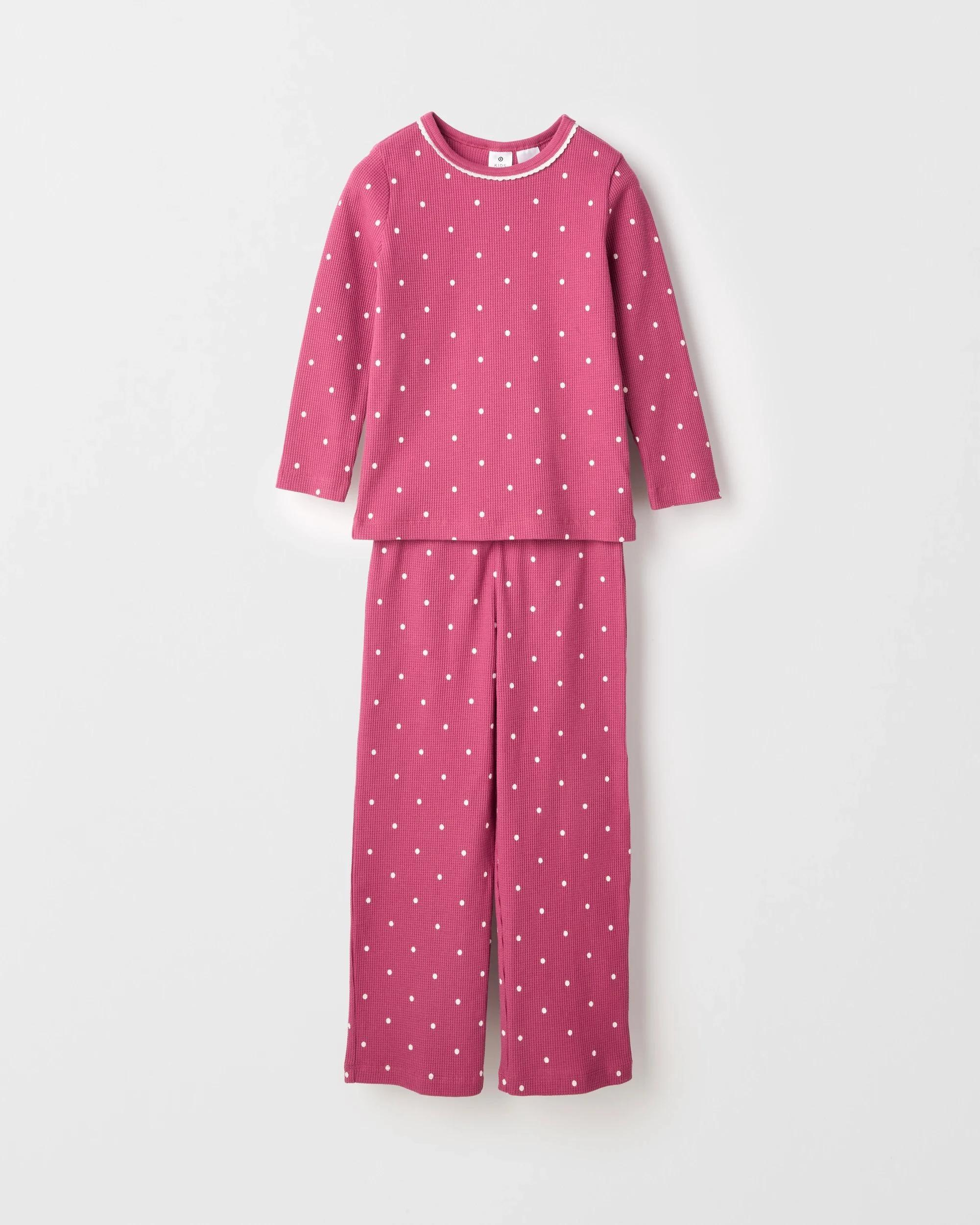 6 Target Kids Australian Cotton Younger Girls Waffle Knit Pyjama Set SPOT, 6 of 9