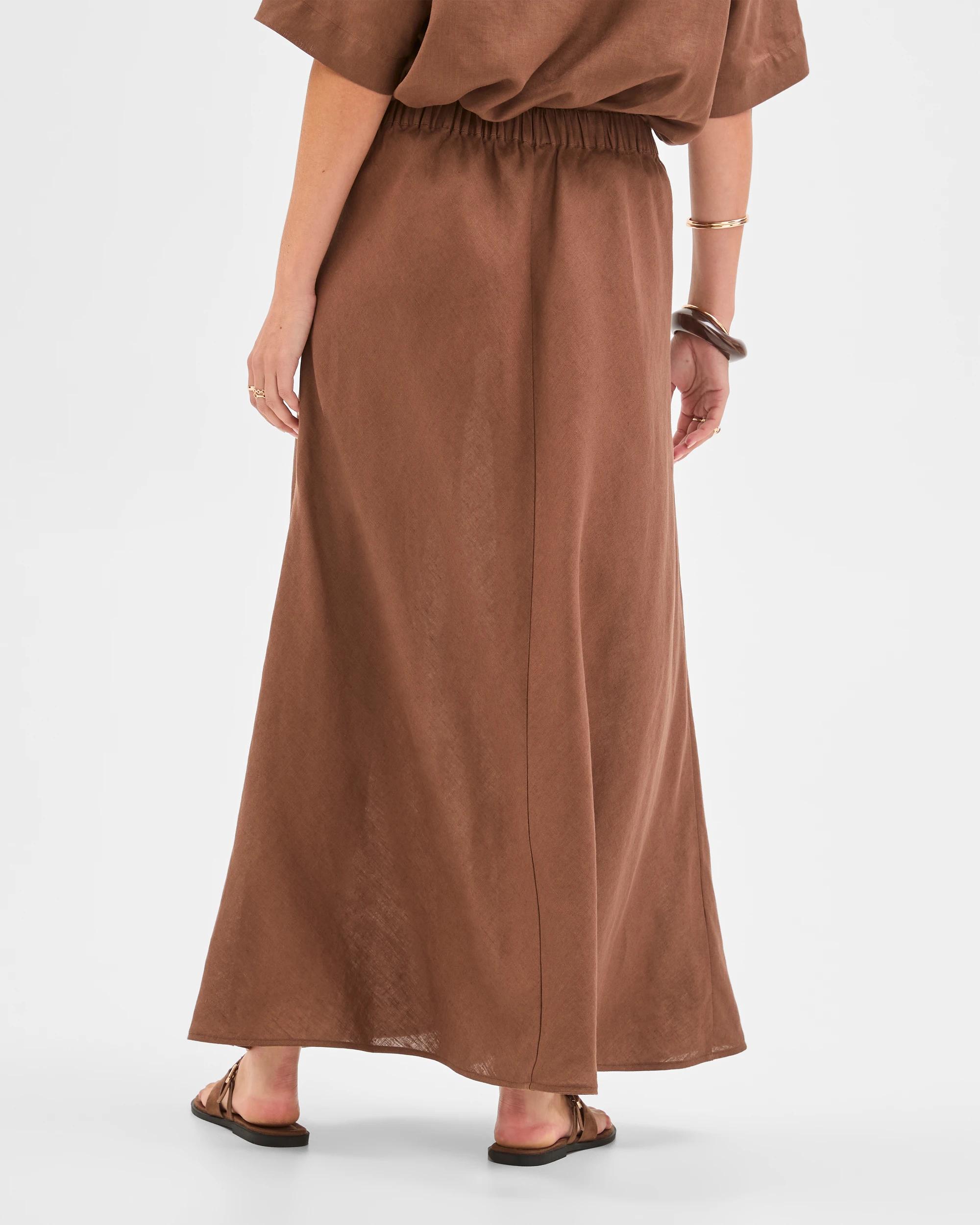 6 Target Woman European Linen Seam Detail Skirt WARM BROWN, 6 of 6