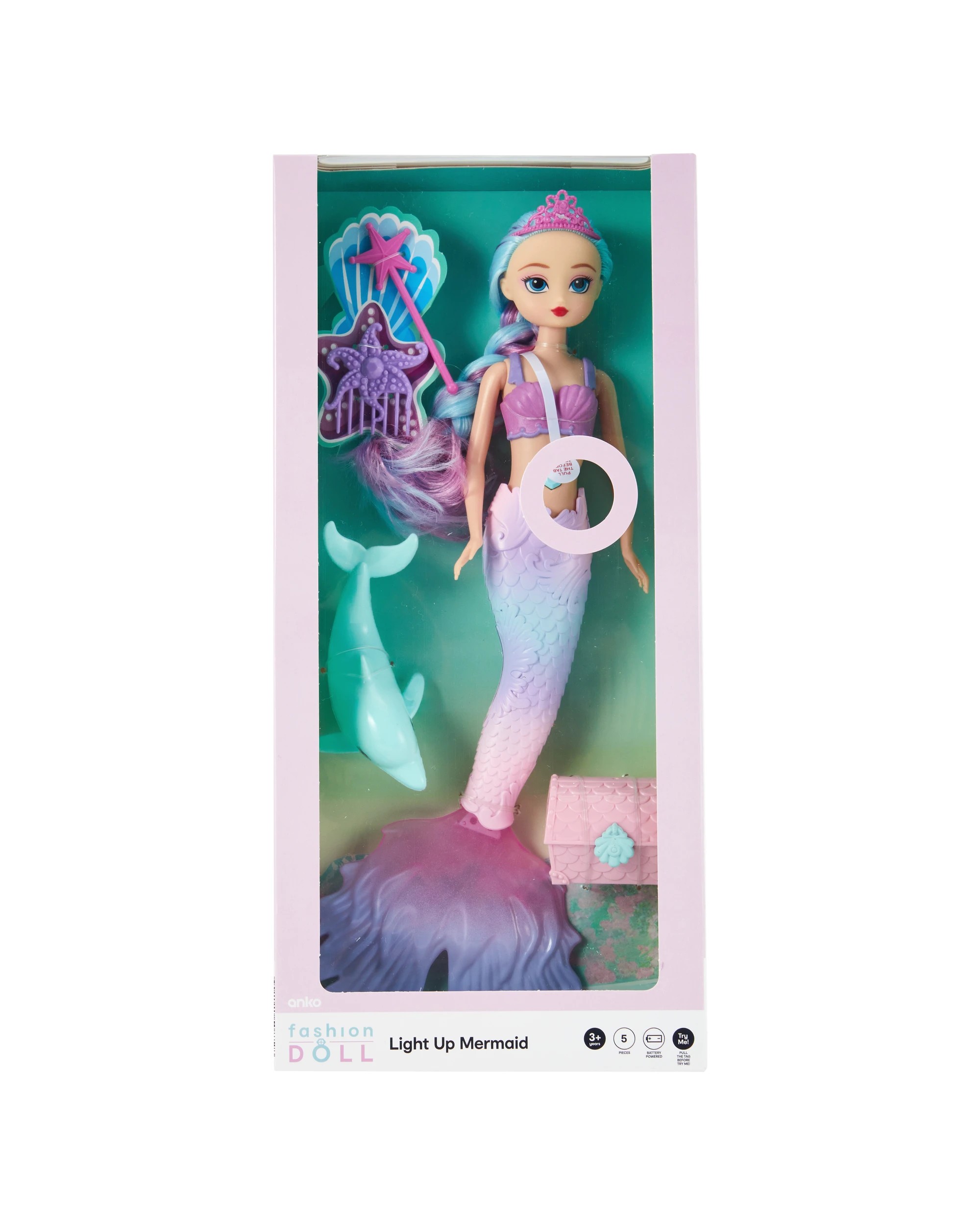 1 5 Piece Light Up Mermaid Fashion Doll, 1 of 8