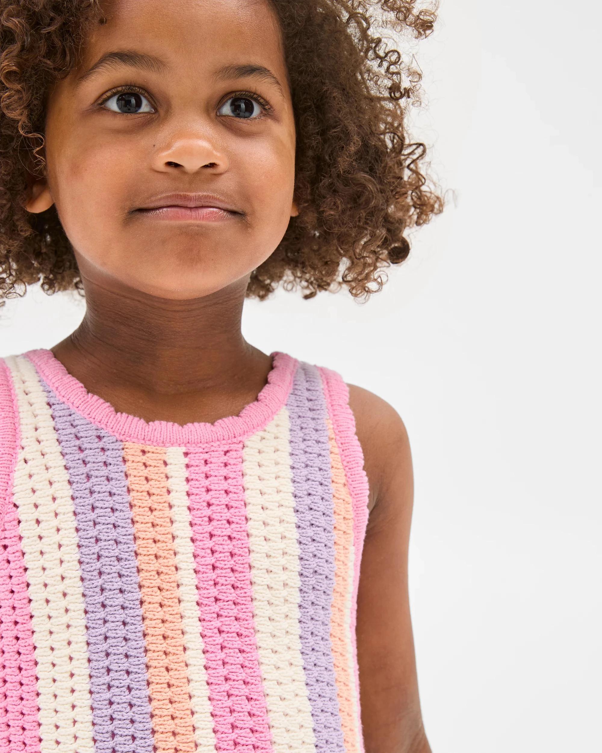 5 Target Kids Australian Cotton Blend Fashion Crochet Knit Dress MULTI STRIPE RAINBOW, 5 of 7