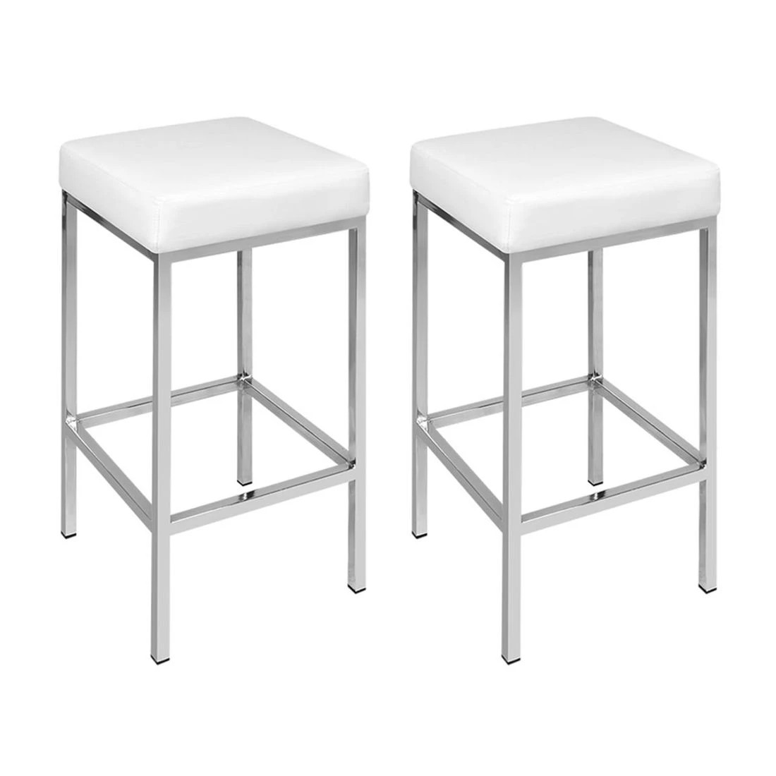 3 Artiss 4x Bar Stools Leather Padded Metal - White, 3 of 6