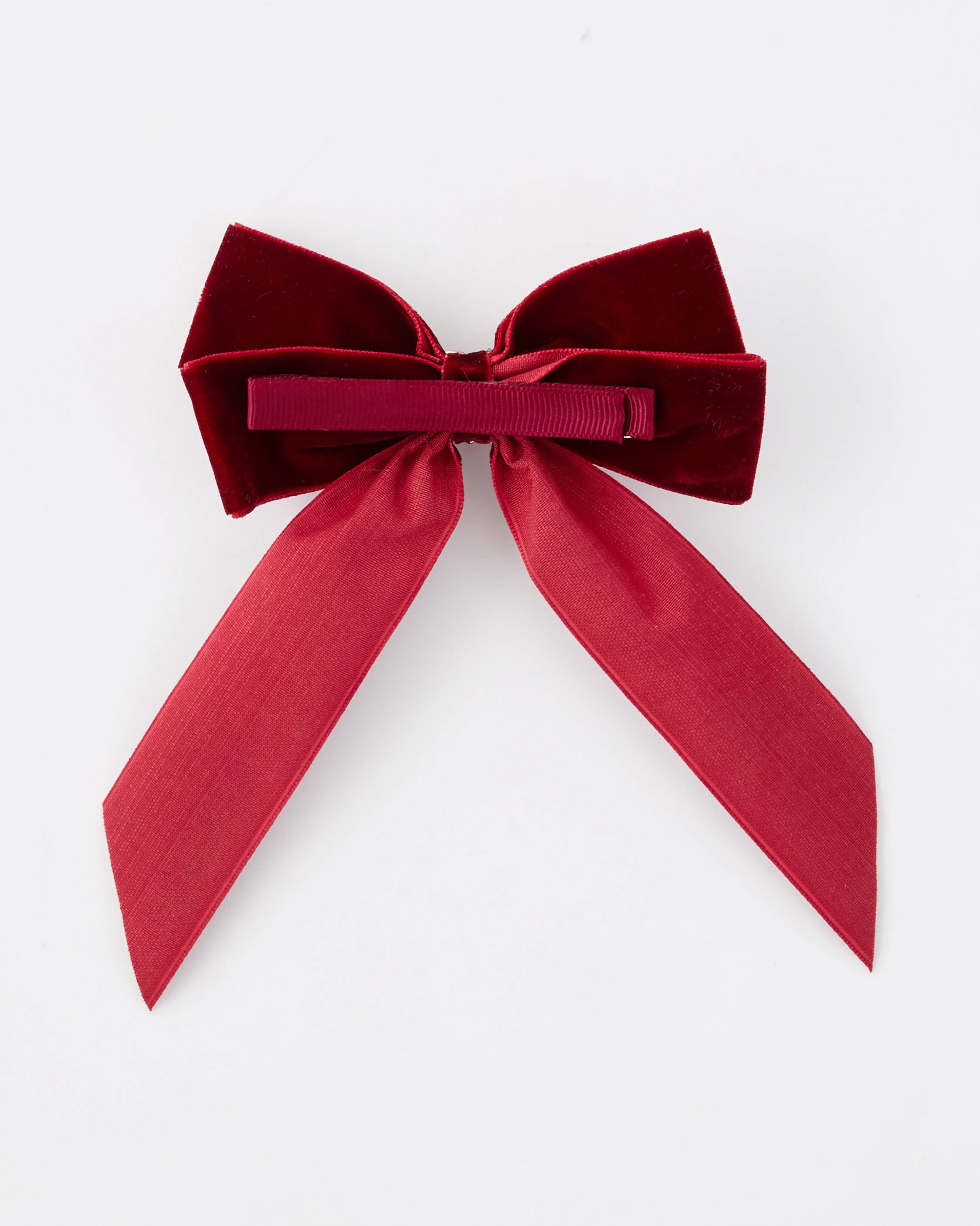 2 Red Velour Bow Hair Clip, 2 of 3