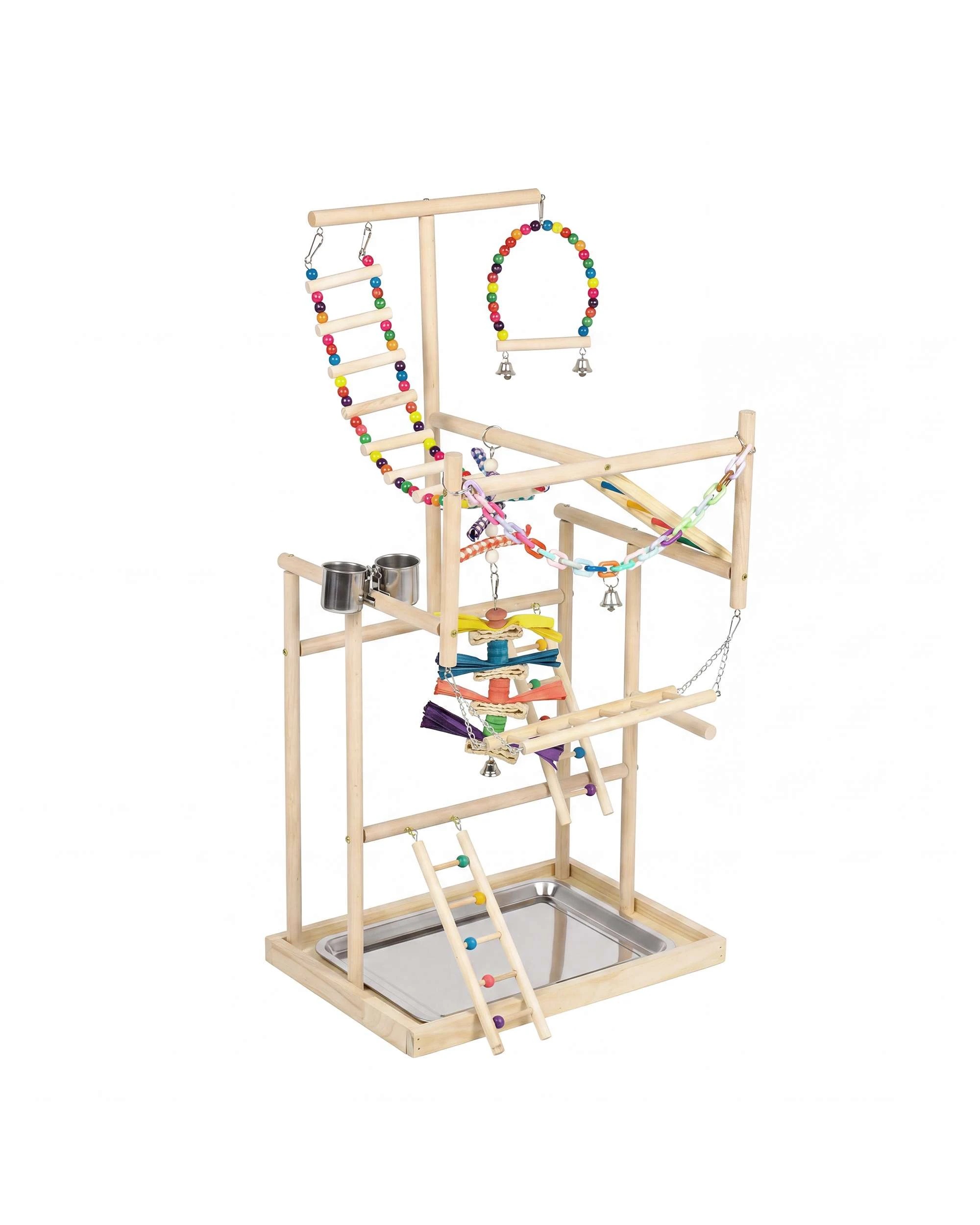 3 Advwin Bird Playground Natural Wood Parrot Playstand, 3 of 10
