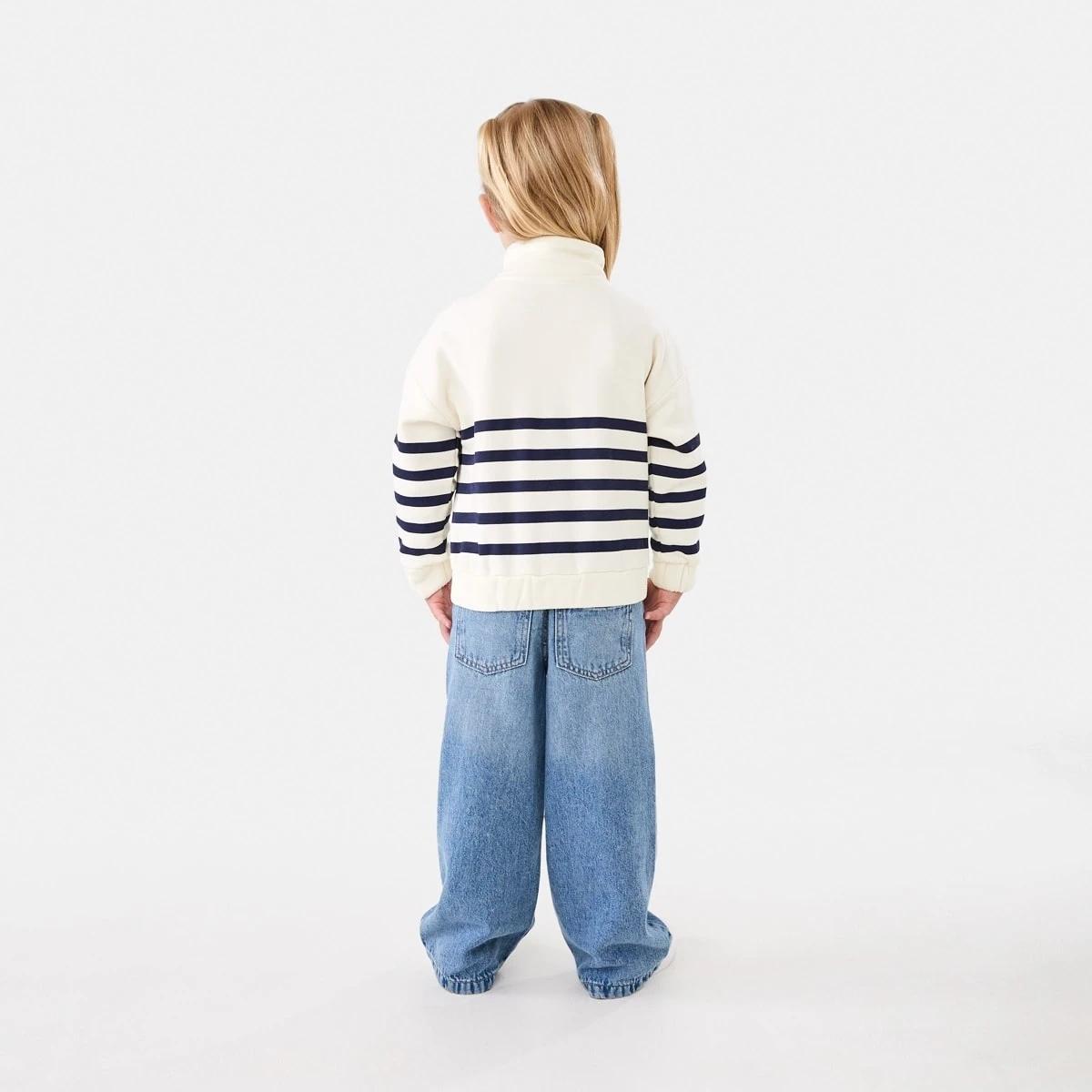 7 Quarter Zip Fleece Sweatshirt Stripe, 7 of 10