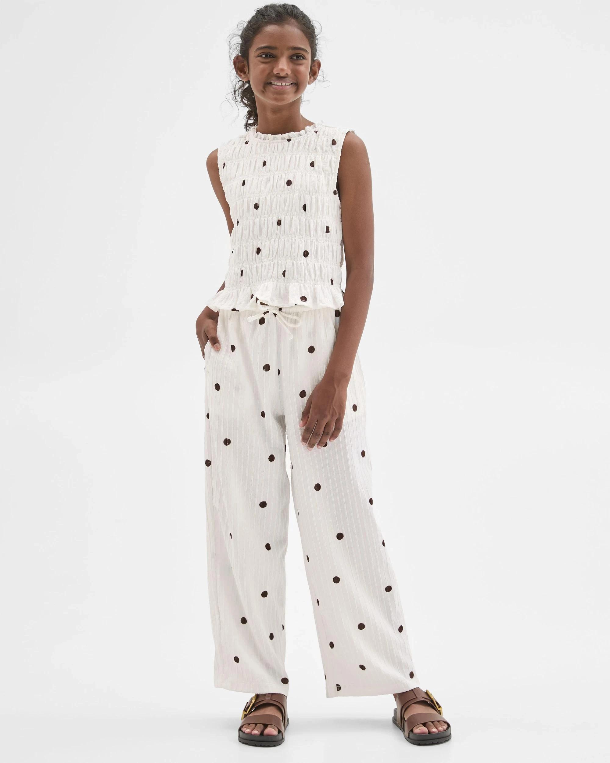 1 Target Kids Wide Leg Textured Pants SPOT WHITE, 1 of 7