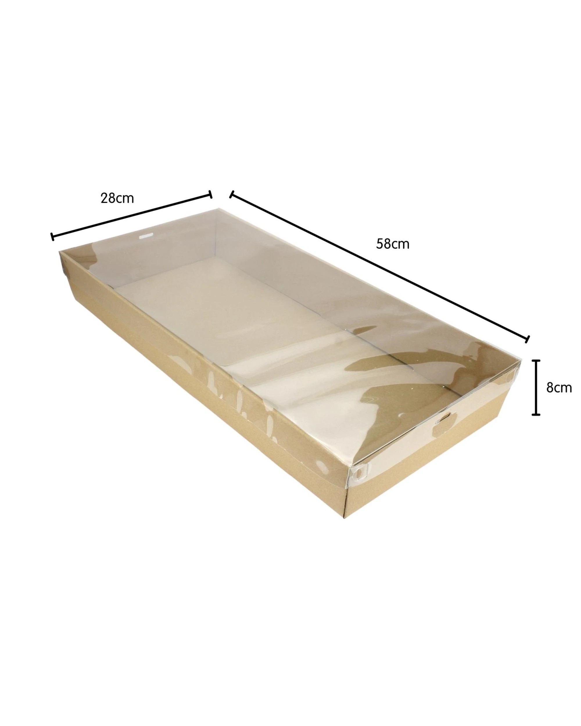 3 Spice Kitchen Kraft Grazing Box with Clear Plastic Lid 58cm x 28cm x 8cm - Kraft Brown, 3 of 4