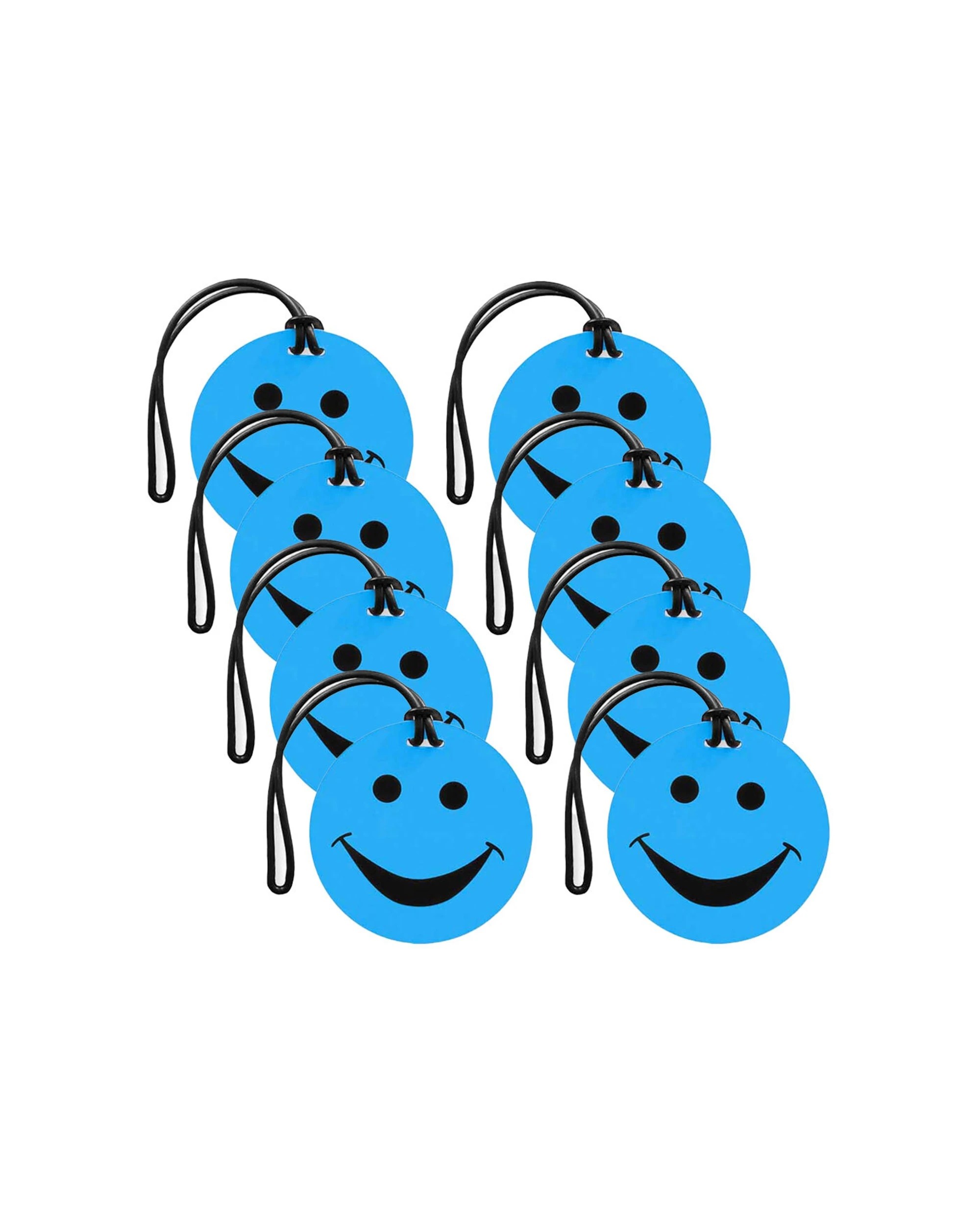 1 Tosca 8Pk Smiley Travel Luggage Suitcase Bag Tag - Blue, 1 of 2