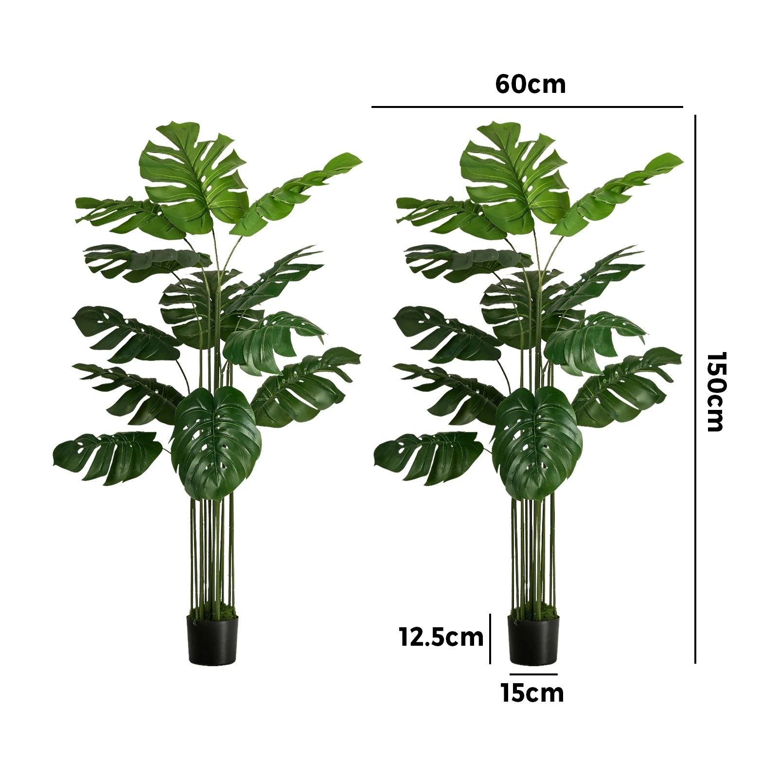 2 Livsip 2 Pack Artificial Tree 150cm Potted Faux Monstera Deliciosa Plant, 2 of 9
