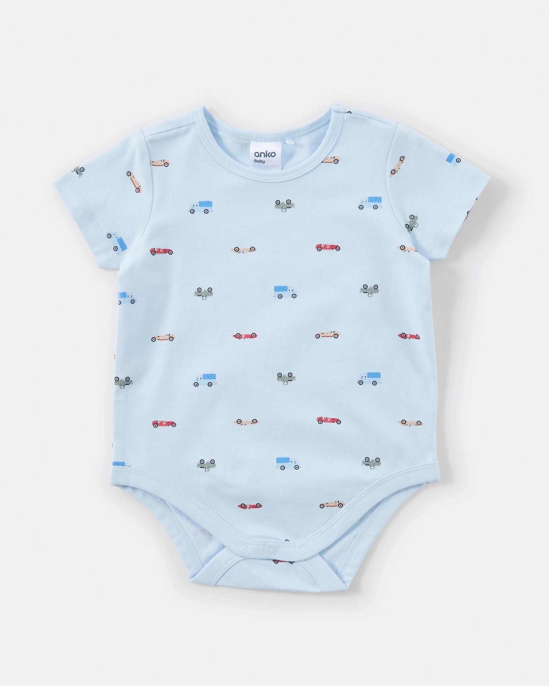 3 3 Pack Short Sleeve Print Bodysuits BLUE CUTE VEHICLE MULTIPACK, 3 of 8