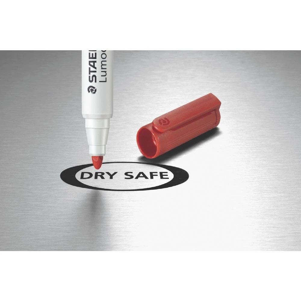 2 Staedtler Lumocolor Compact Whiteboard Marker Bullet Red, 2 of 3