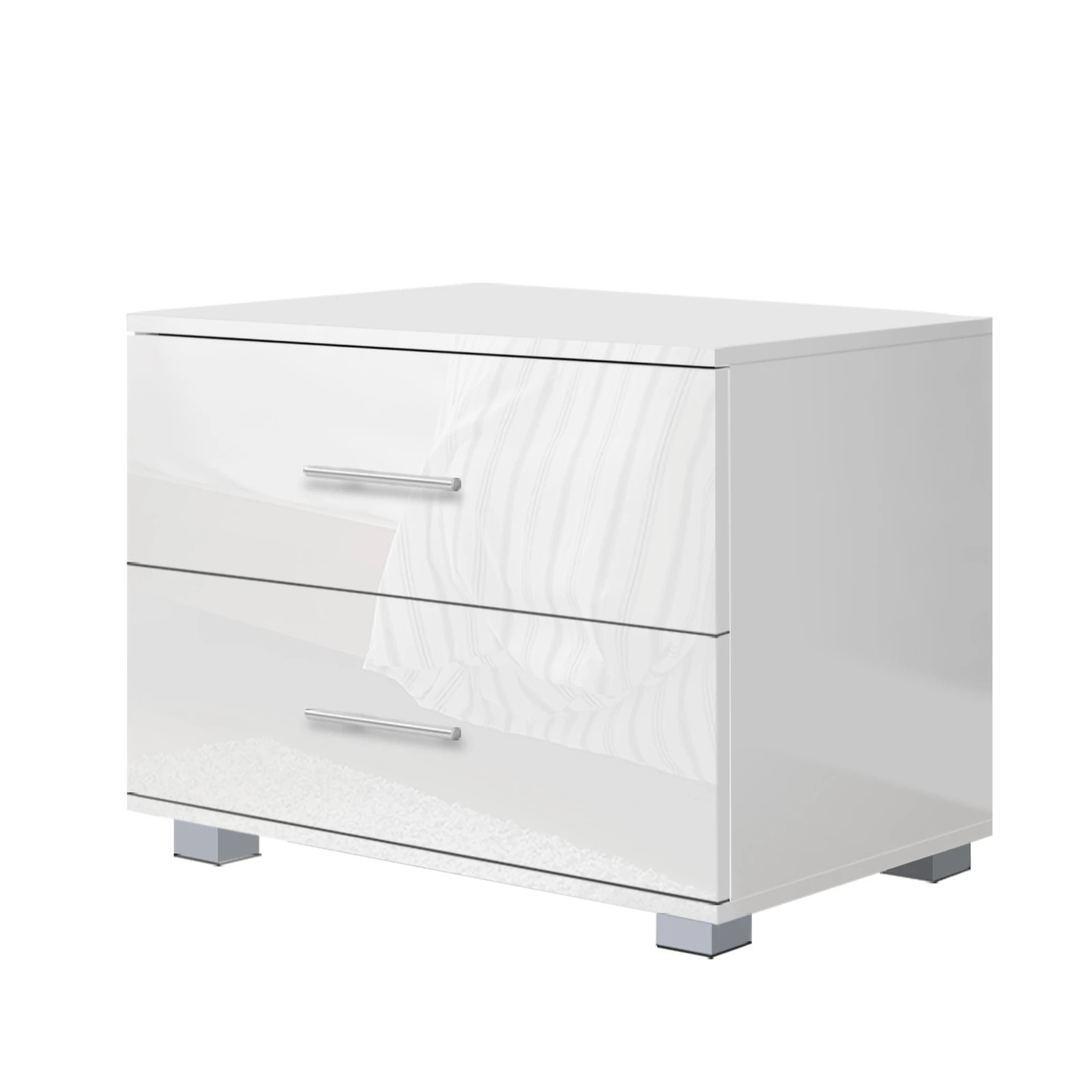 1 Alfordson Bedside Table Nightstand 4 Side High Gloss Side End Table - White, 1 of 10