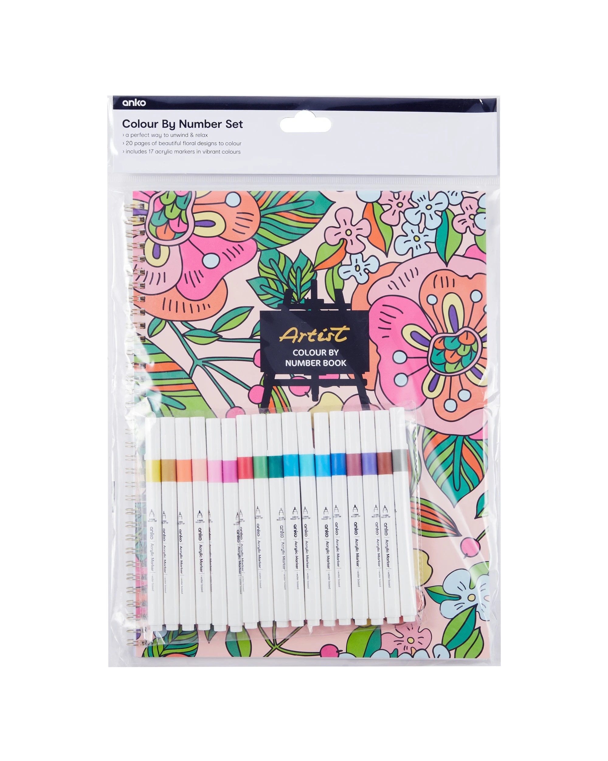 1 Colour by Number Set - Flowers, 1 of 7
