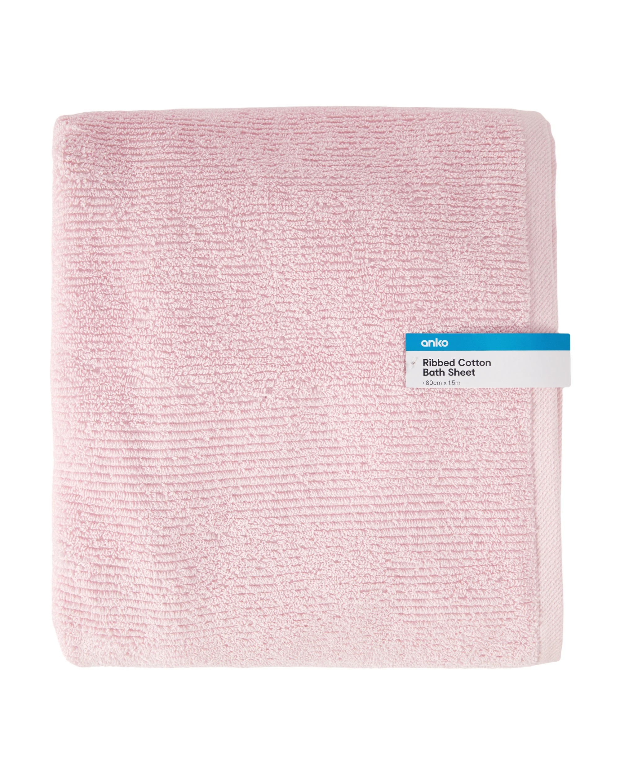 5 Ribbed Cotton Bath Sheet - Pink, 5 of 5