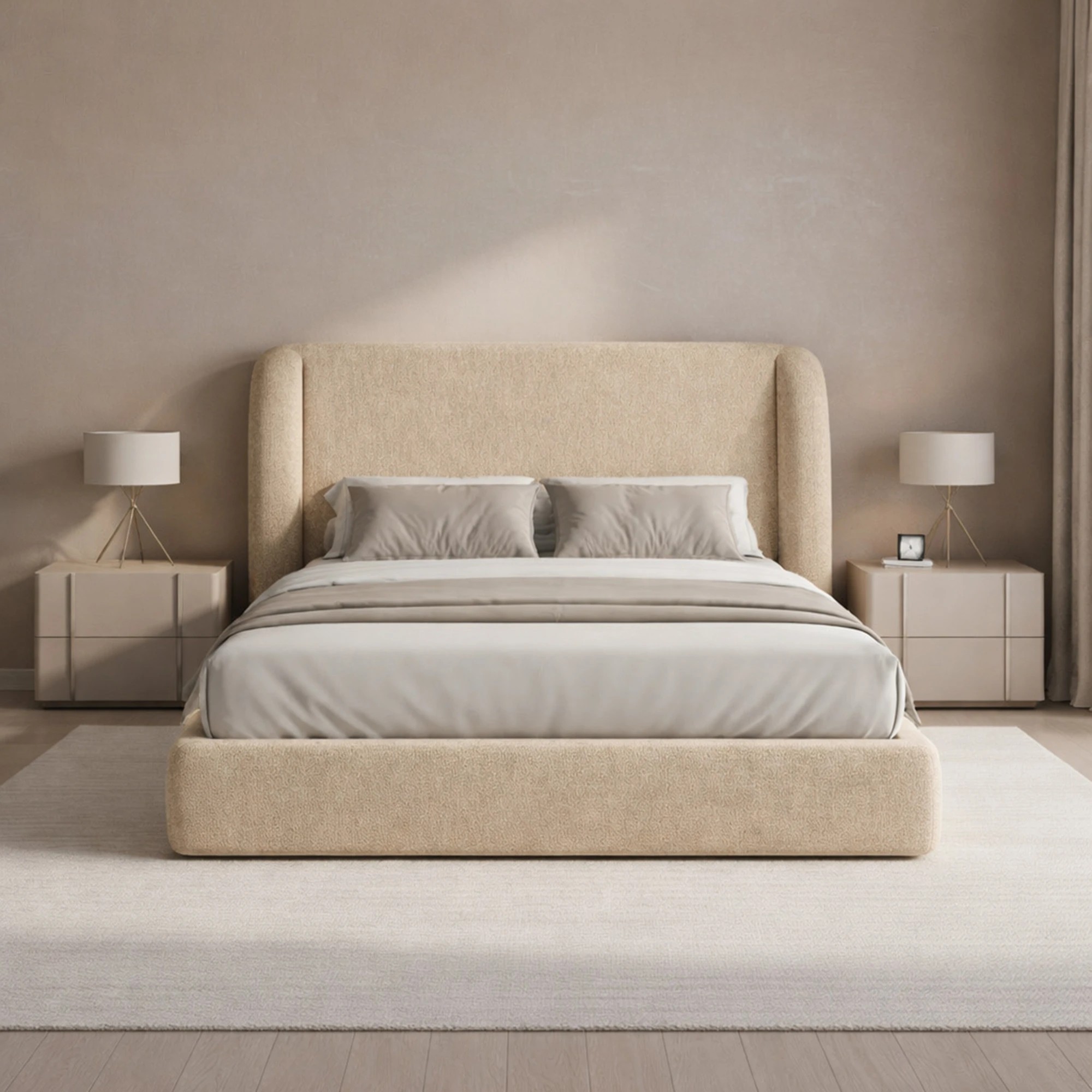 1 Milano Urbana Luxe Tool Free Jacquard Bed Frame - Brown, 1 of 4