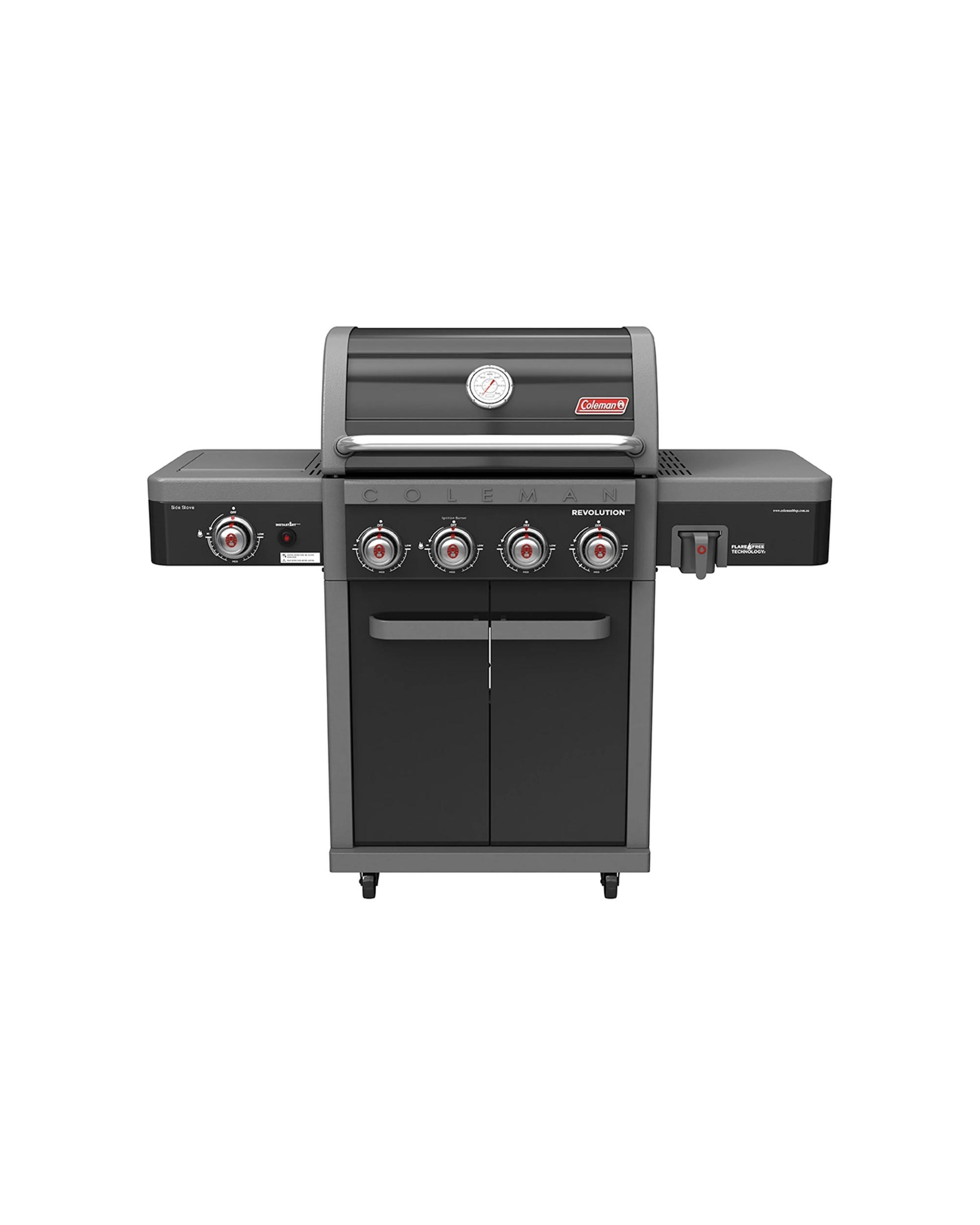 1 Coleman Revolution 4 Burner BBQ With Side Burner Instastart Ignition ULPG Gas - Black, 1 of 9