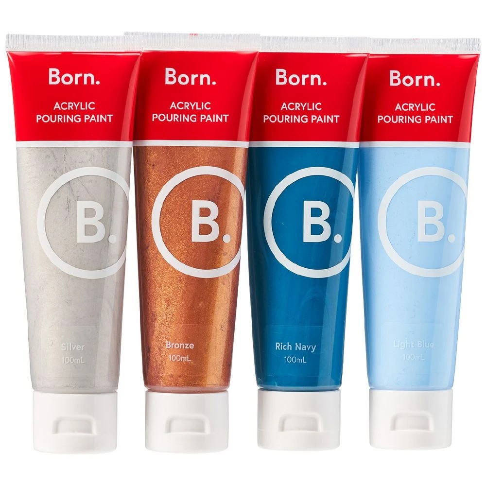 1 Born Pre-Mixed Acrylic Pouring Paint Set Stormy Nights 4 Pack, 1 of 4