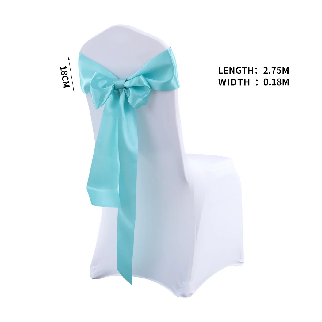 3 Traderight 50 Pcs Satin Chair Sashes - Blue, 3 of 7