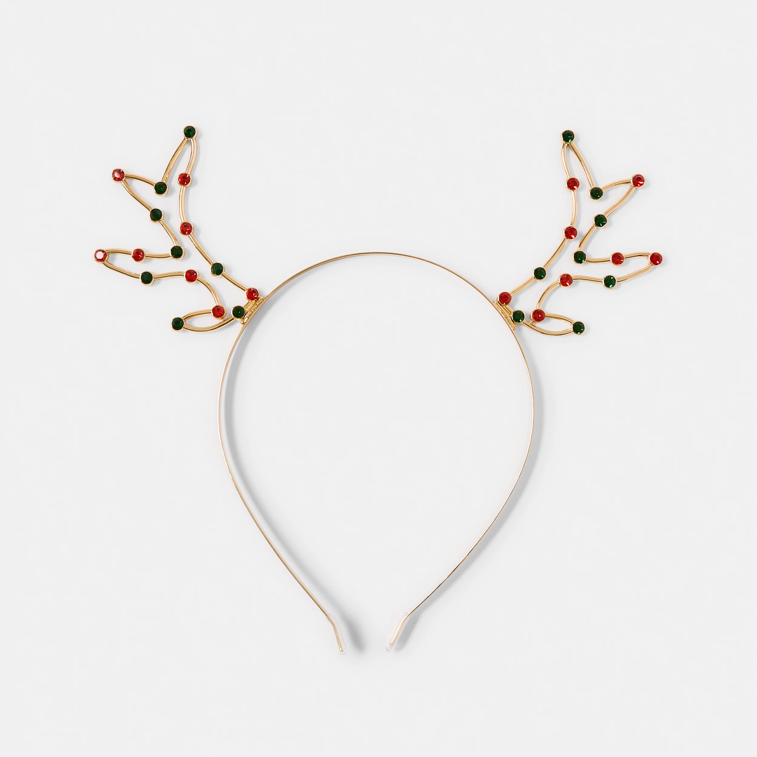2 Christmas Diamante Reindeer Headband - Gold, 2 of 4