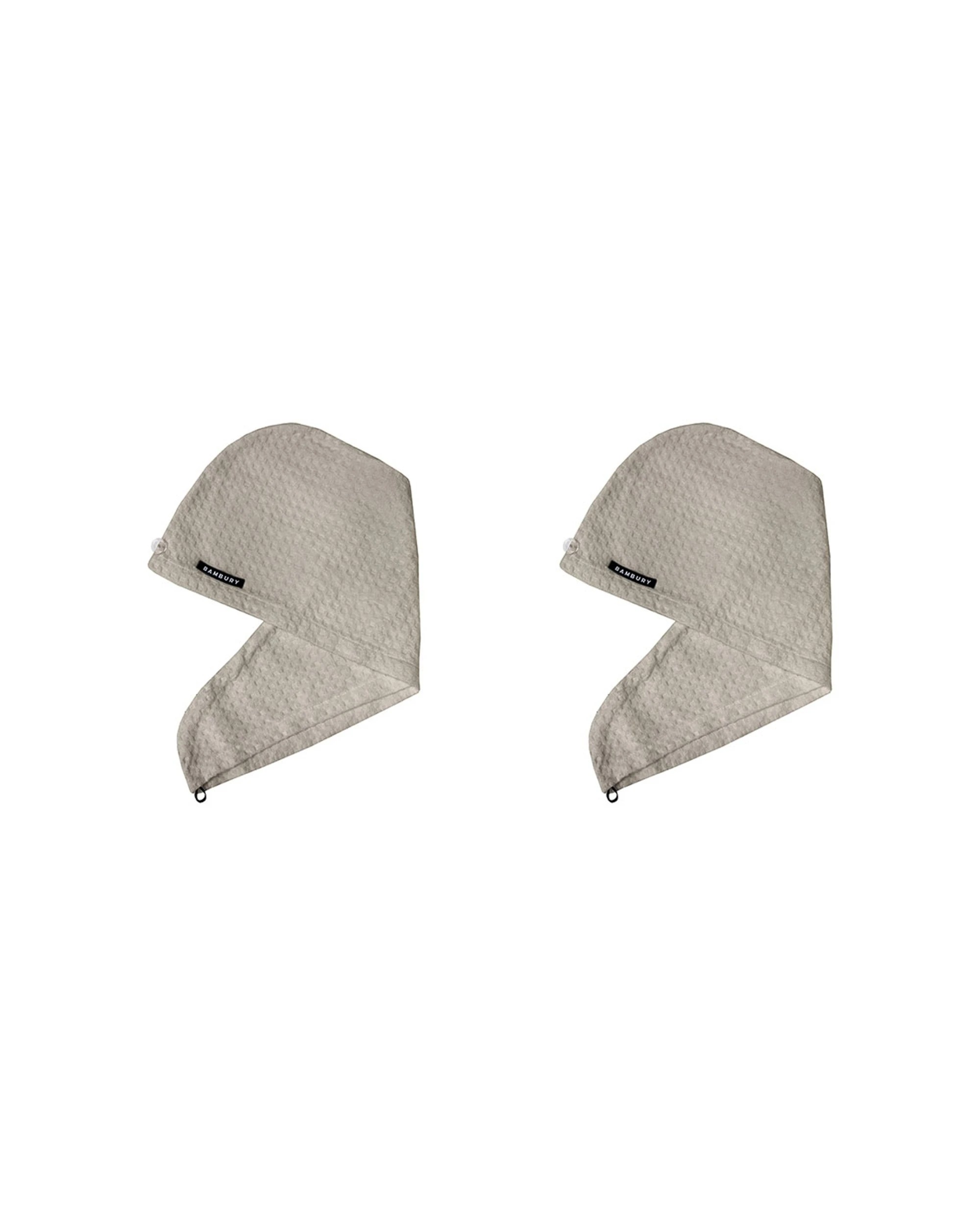 1 Bambury Home Living soft Matrix Microfibre Hair Wrap Stone Knitted 2PK - Grey, 1 of 3