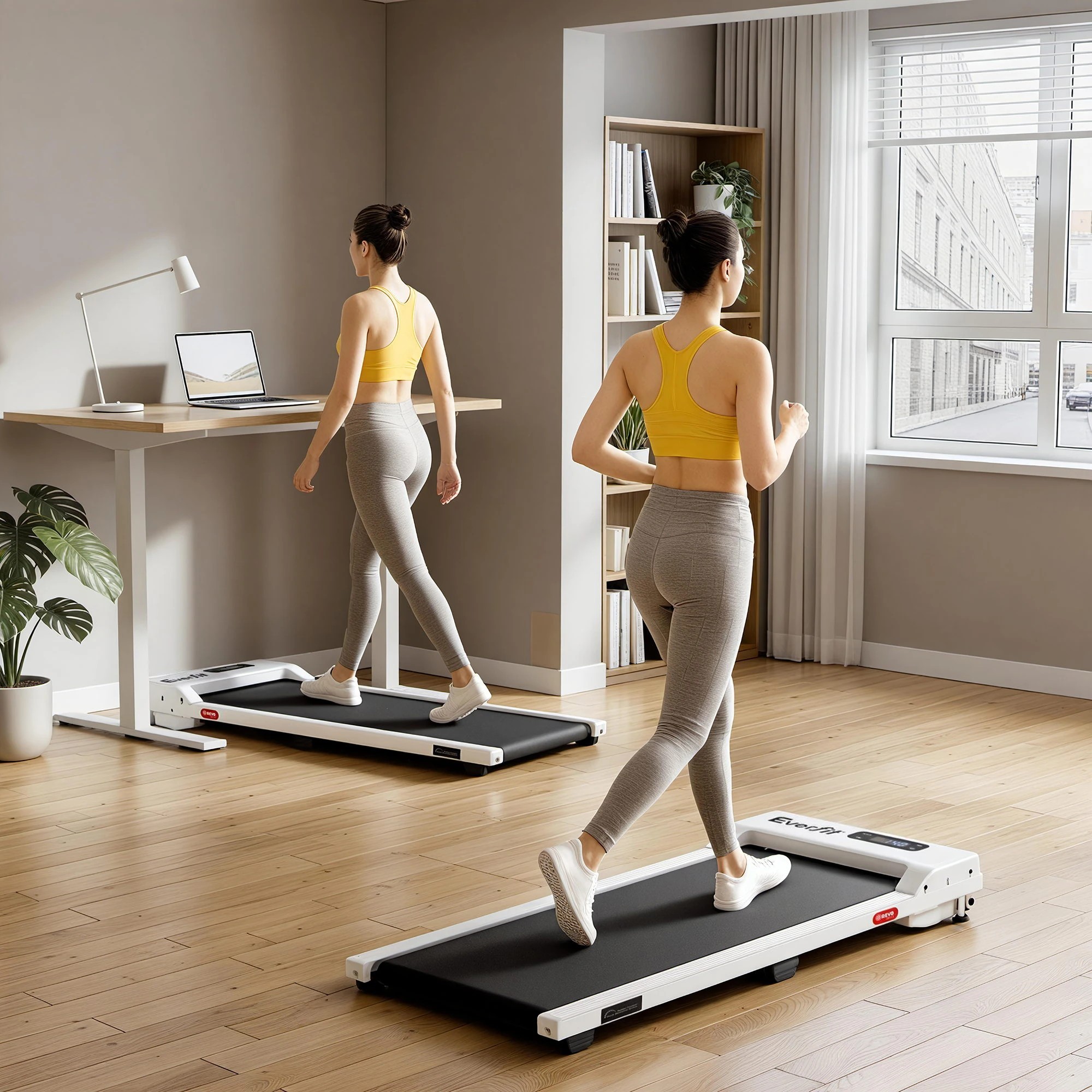 4 Everfit 3 in 1 Walking Pad Treadmill 12% Incline Under Desk Treadmills for Home With 38cmBelt - White, 4 of 9