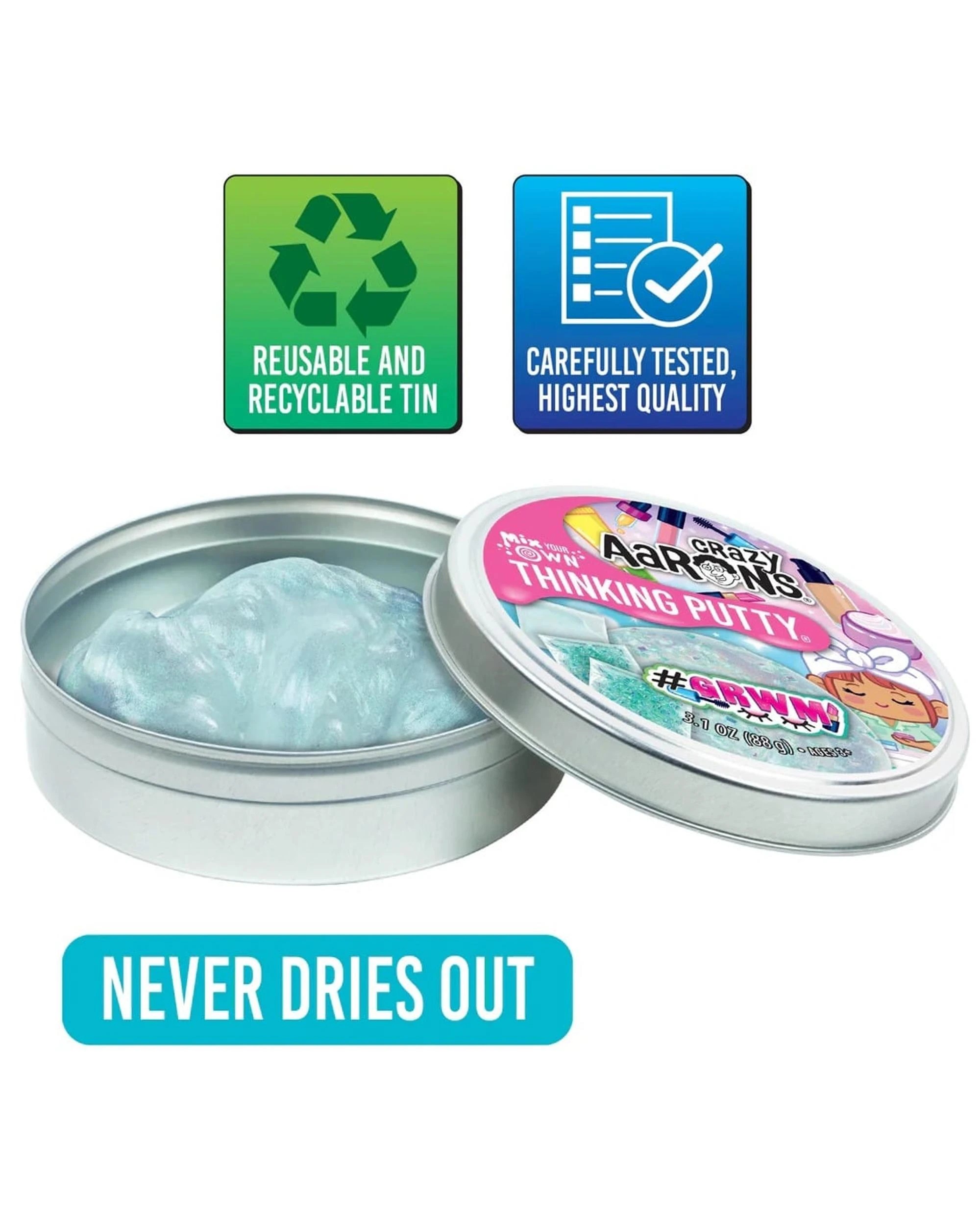5 Crazy Aaron's Thinking Putty Mix Your Own GRWM Get Ready With Me 4 inch Tin, 5 of 5