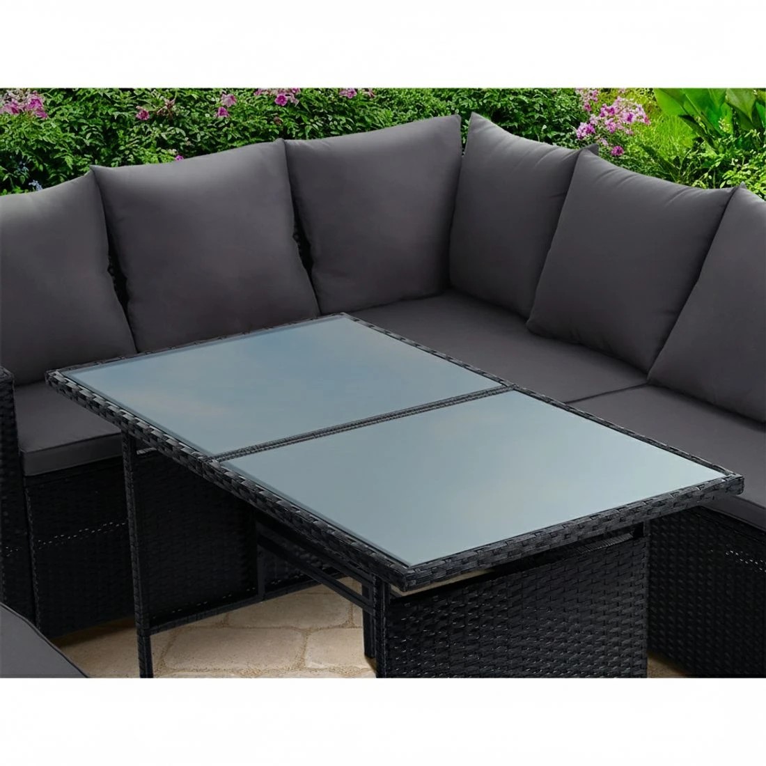 4 Gardeon Outdoor Dining Set Sofa Lounge Setting Chairs Table Bench Cover - Black, 4 of 6