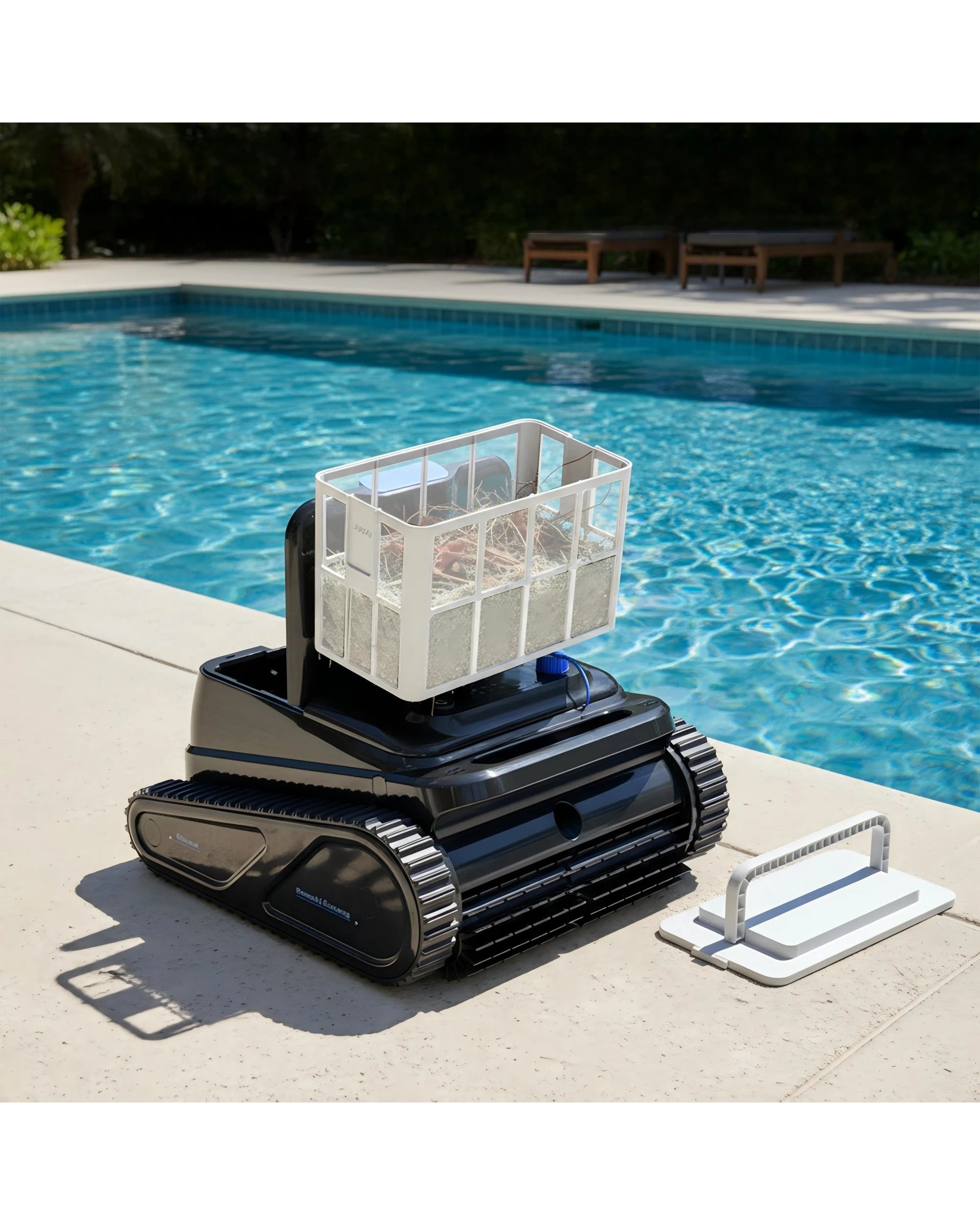 8 Advwin Robotic Pool Vacuum with Wall & Waterline Climbing - Black, 8 of 8