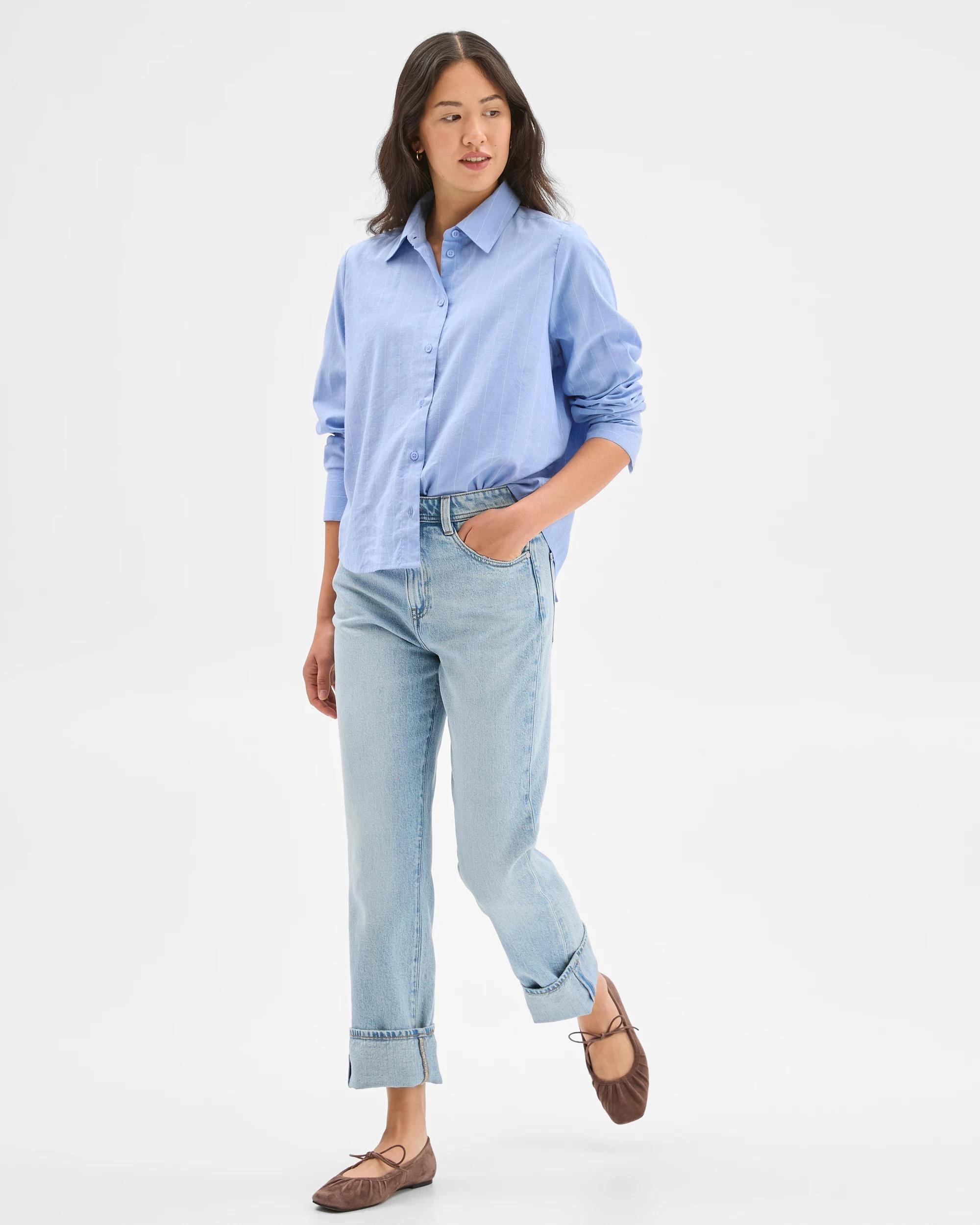 2 Target Denim Straight Leg 90's Turn Up Denim Jeans LIGHT VINTAGE WORN, 2 of 7