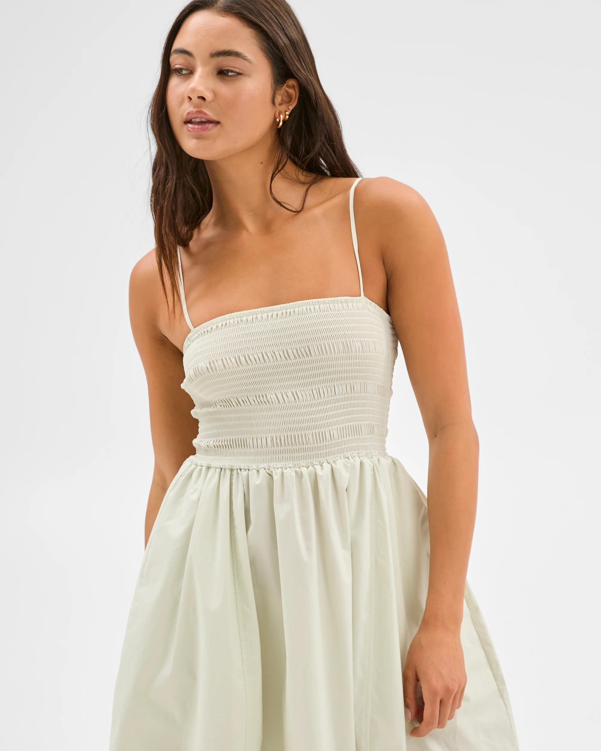 3 Shirred Cocoon Midi Dress - Lily Loves PISTACHIO, 3 of 7