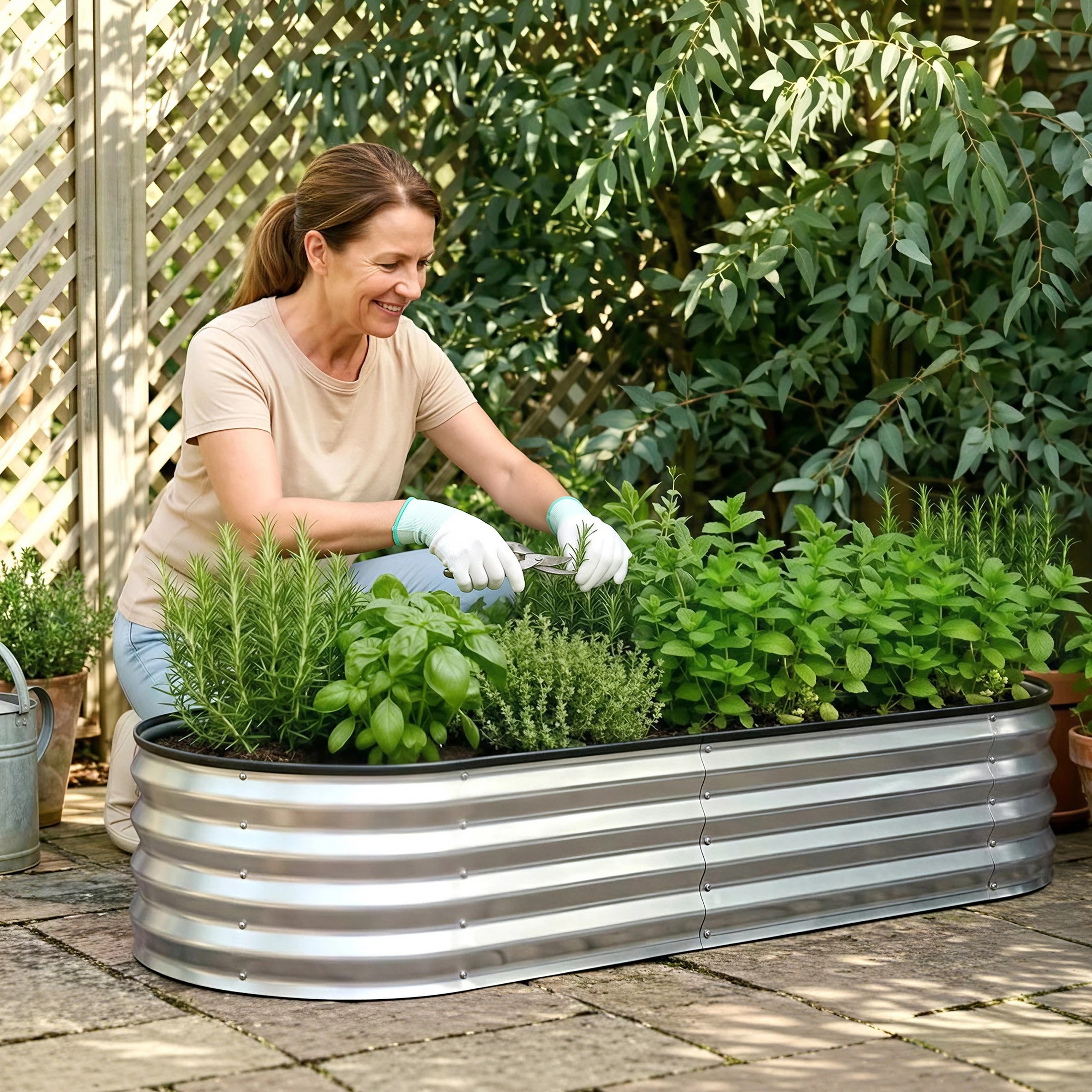 4 Green Fingers Raised Garden Bed Galvanised Oval Metal Planter Box Large Outdoor - Silver, 4 of 5