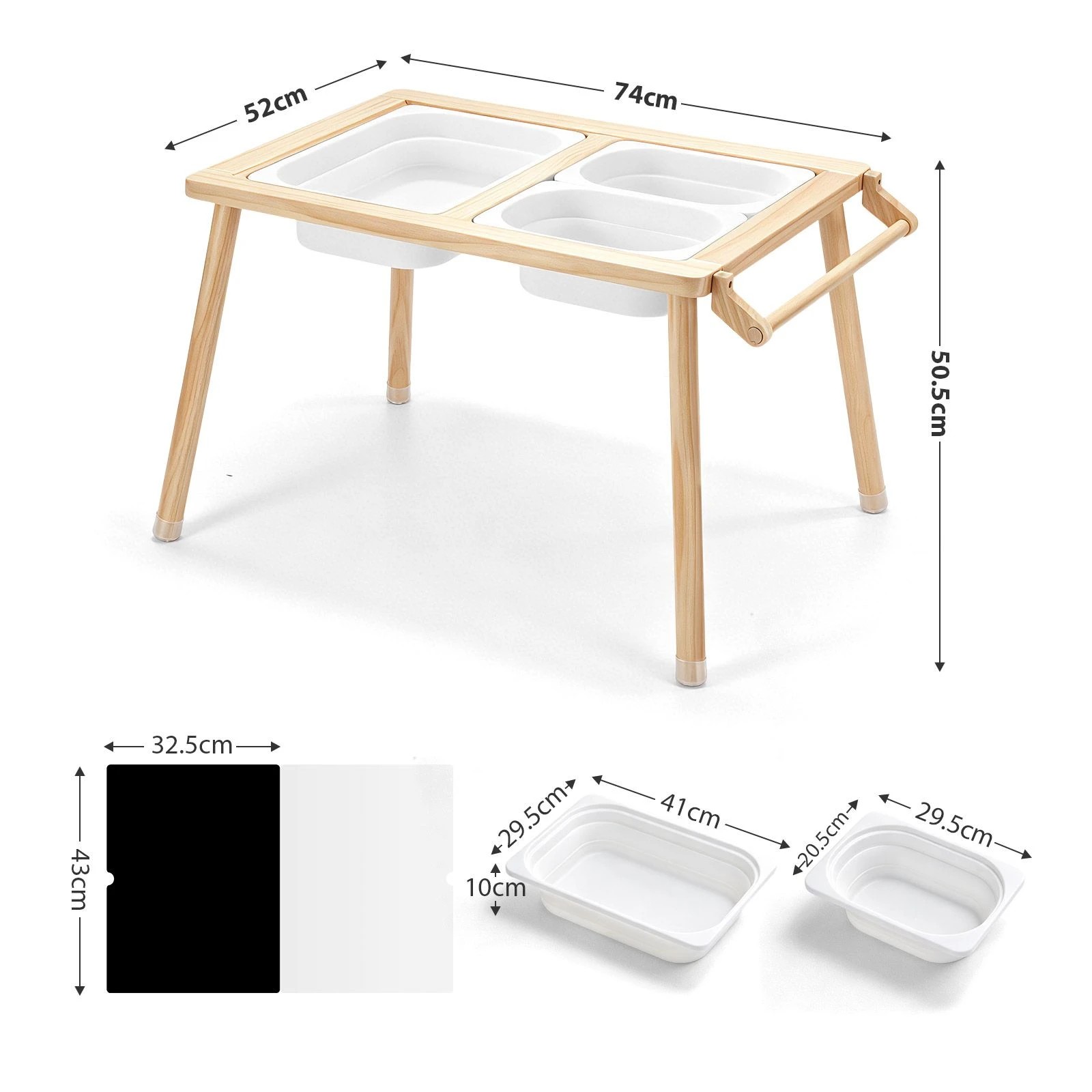 2 Ausway Kids Wooden Montessori Sensory Play Activity Table with Art Board, Storage Bins & Creative Learning, 2 of 6
