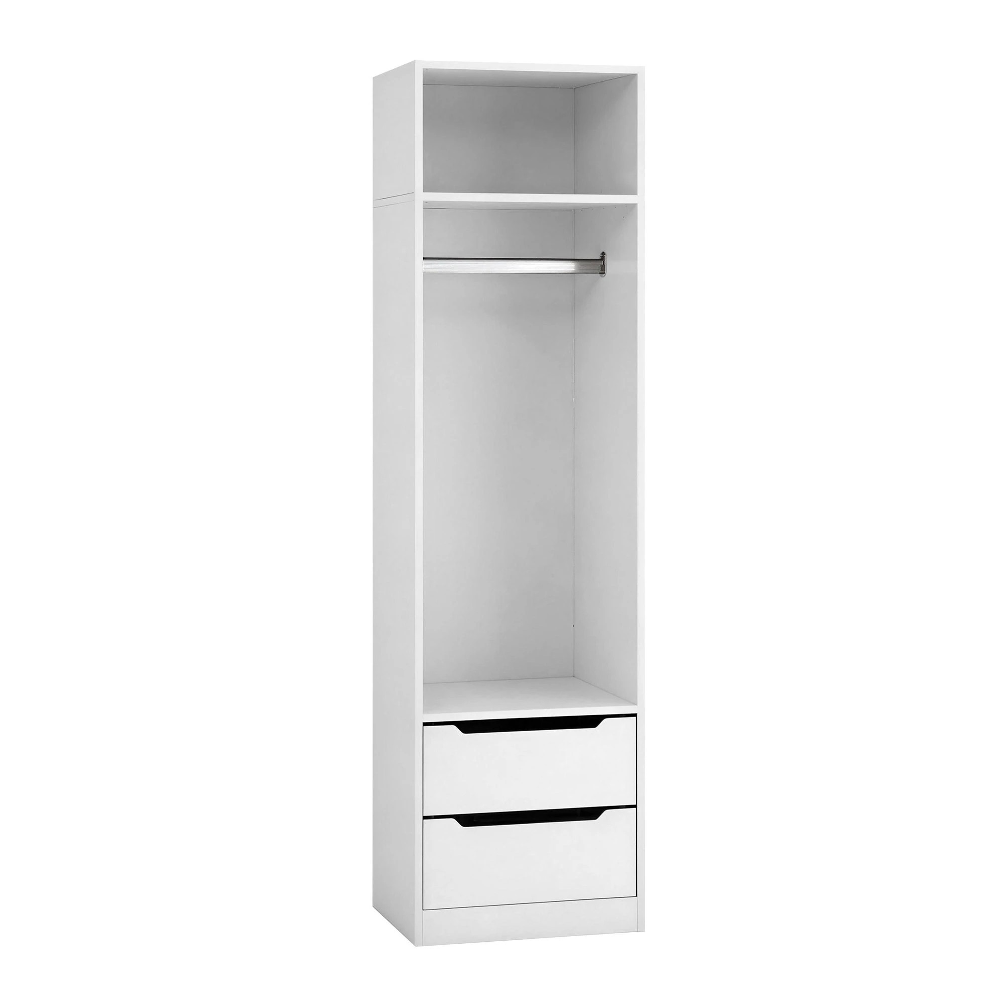 1 Artiss Wardrobe Clothes Closet Storage Organizer 2 Drawers 1 Detachable Hanging Rod - White, 1 of 8