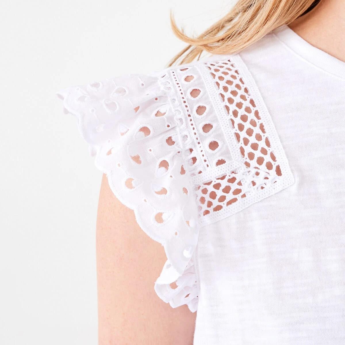 5 Sleeveless Broderie Shoulder Top White, 5 of 6