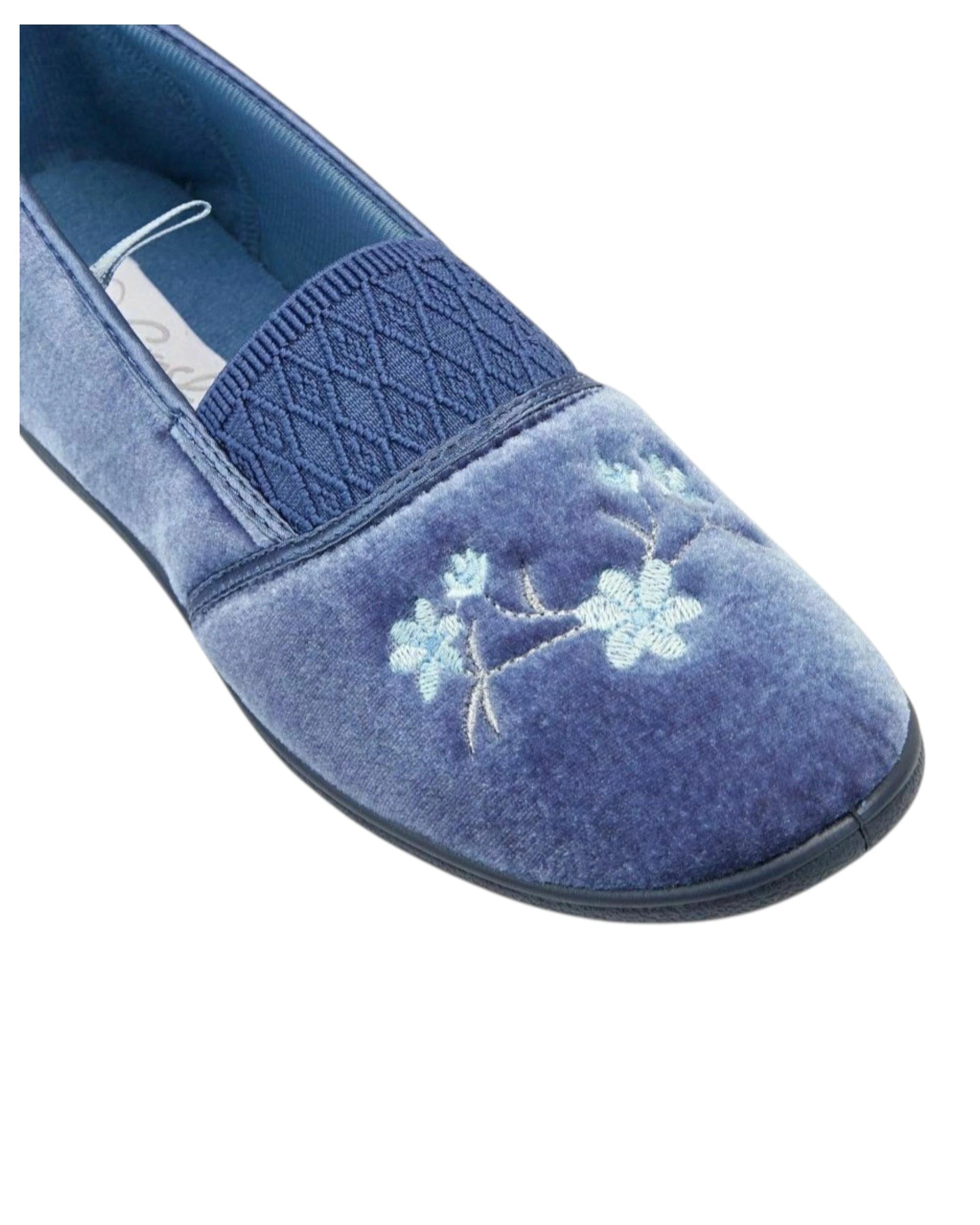 3 Grosby Womens Sasha Slippers Ladies Mid Blue Shoes Slip On Moccasins Flats MID BLUE, 3 of 3