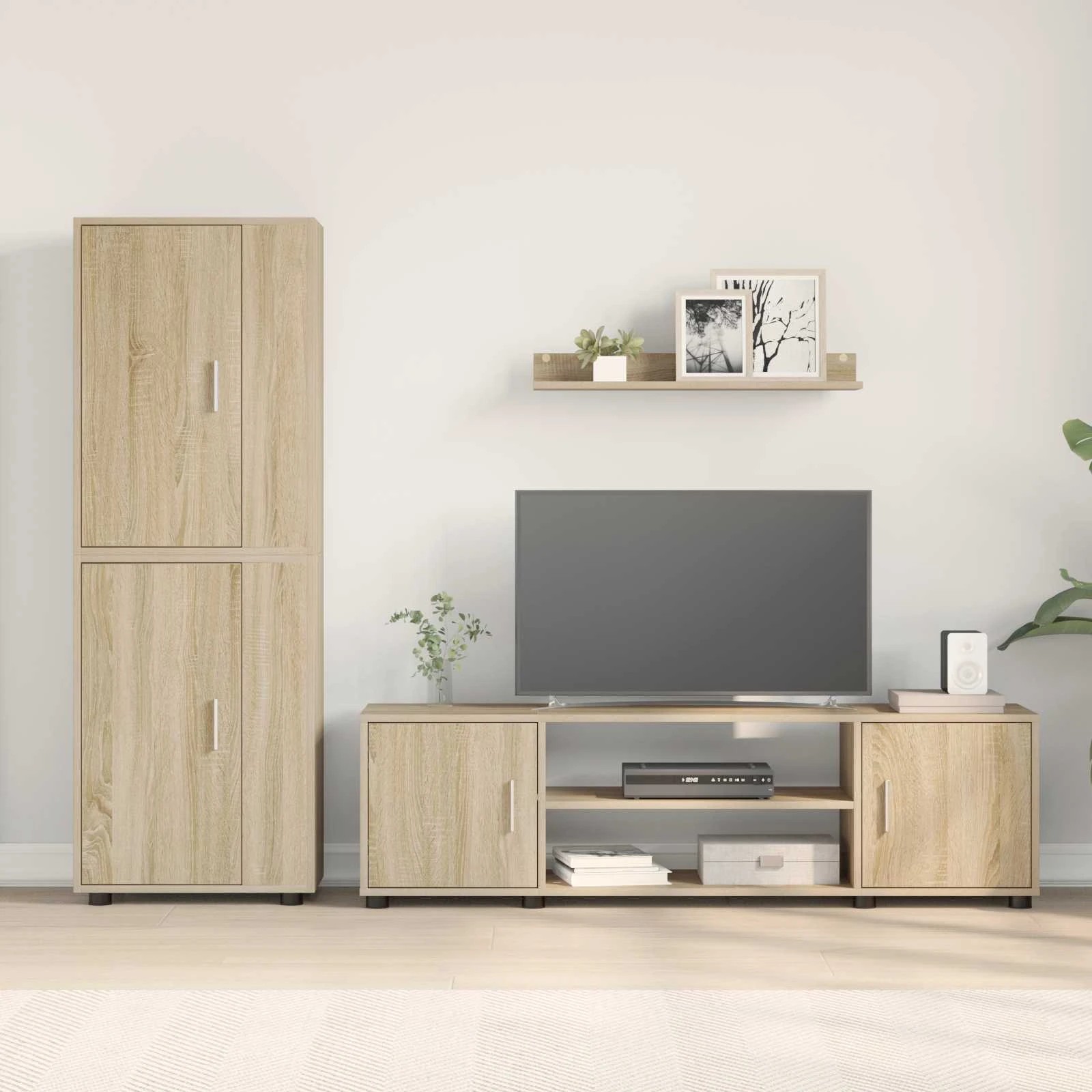 3 vidaXL Wall Mounted TV Cabinet Set Storage - Beige, 3 of 10