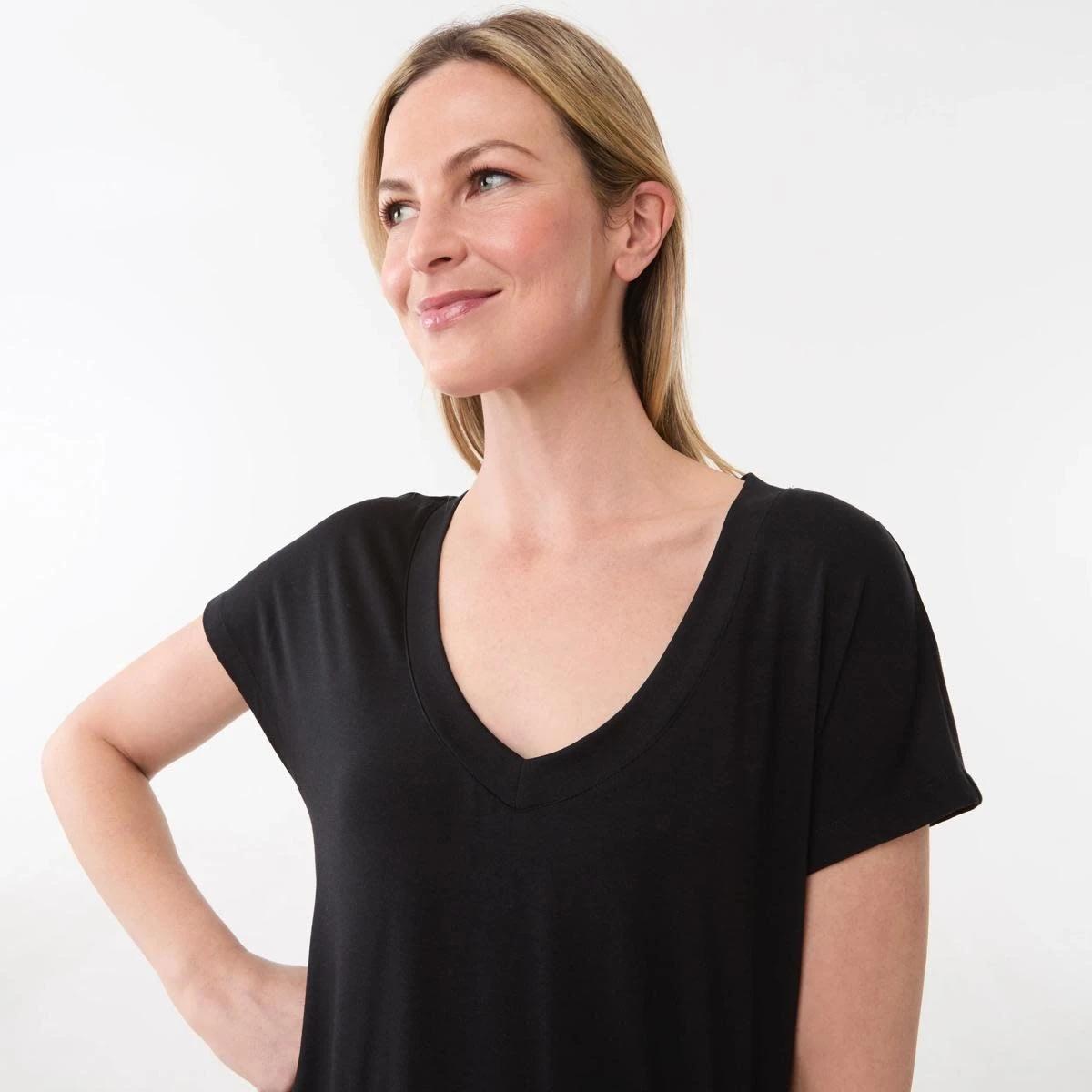 4 Short Sleeve Comfort Nightie BLACK, 4 of 5