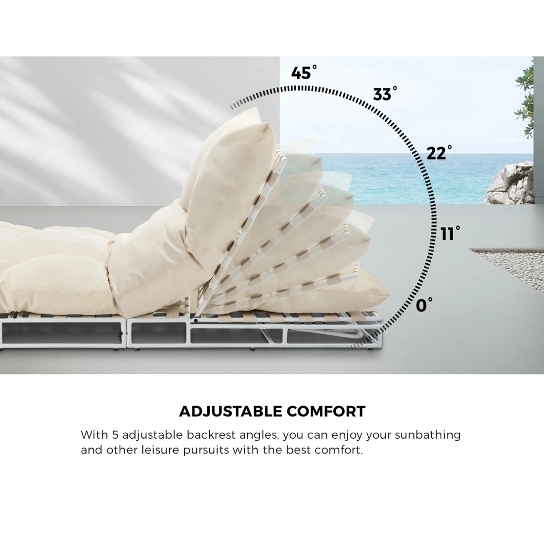 3 Livsip Outdoor Sun Lounge Day Bed Patio Garden Chairs
 - Beige, 3 of 9