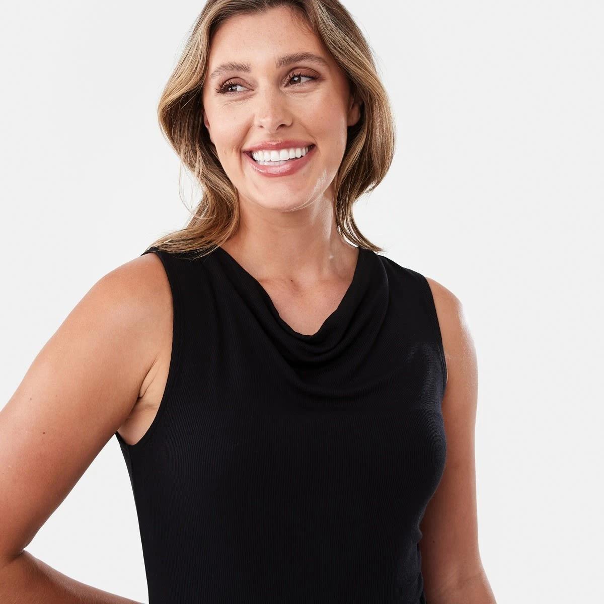 4 Sleeveless Drape Cowl Neck Top BLACK, 4 of 6