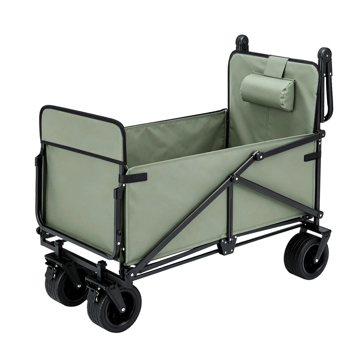 1 Ausway 3 in 1 Folding Wagon Cart Convertible Trolley Lounge Chair Bed for Camping Beach 200kg Capacity, 1 of 6