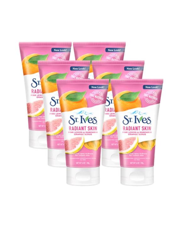 6 x St Ives Radiant Skin Pink Lemon And Mandarin Scrub 170g