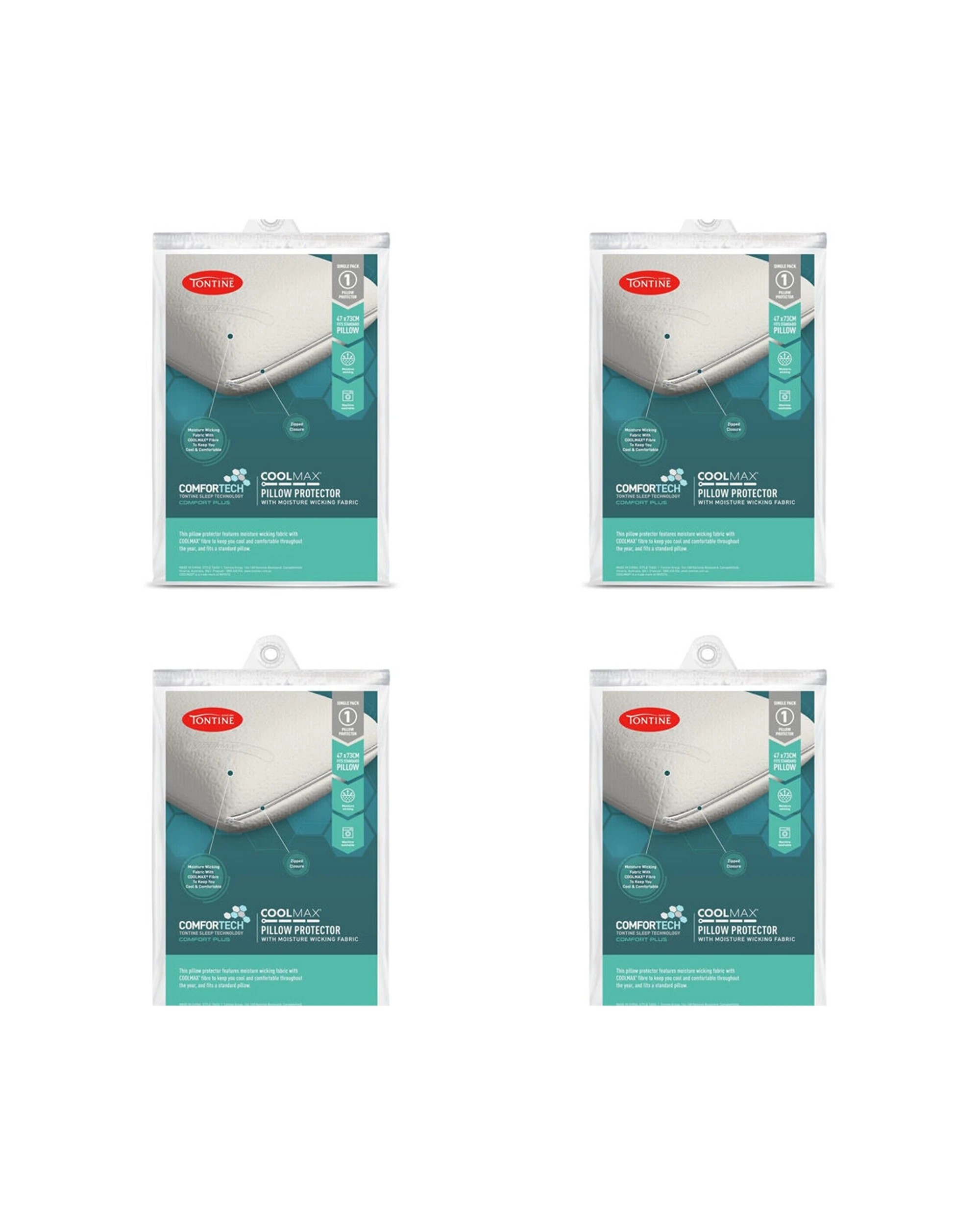 1 Tontine Comfortech Coolmax Pillow Protector 4PK - White, 1 of 3