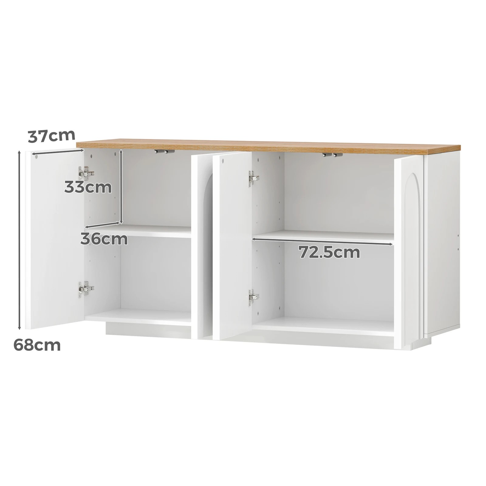 3 Alfordson Buffet Sideboard Storage Cabinet Kitchen Pantry Cupboard Doors Shelves - White, 3 of 10