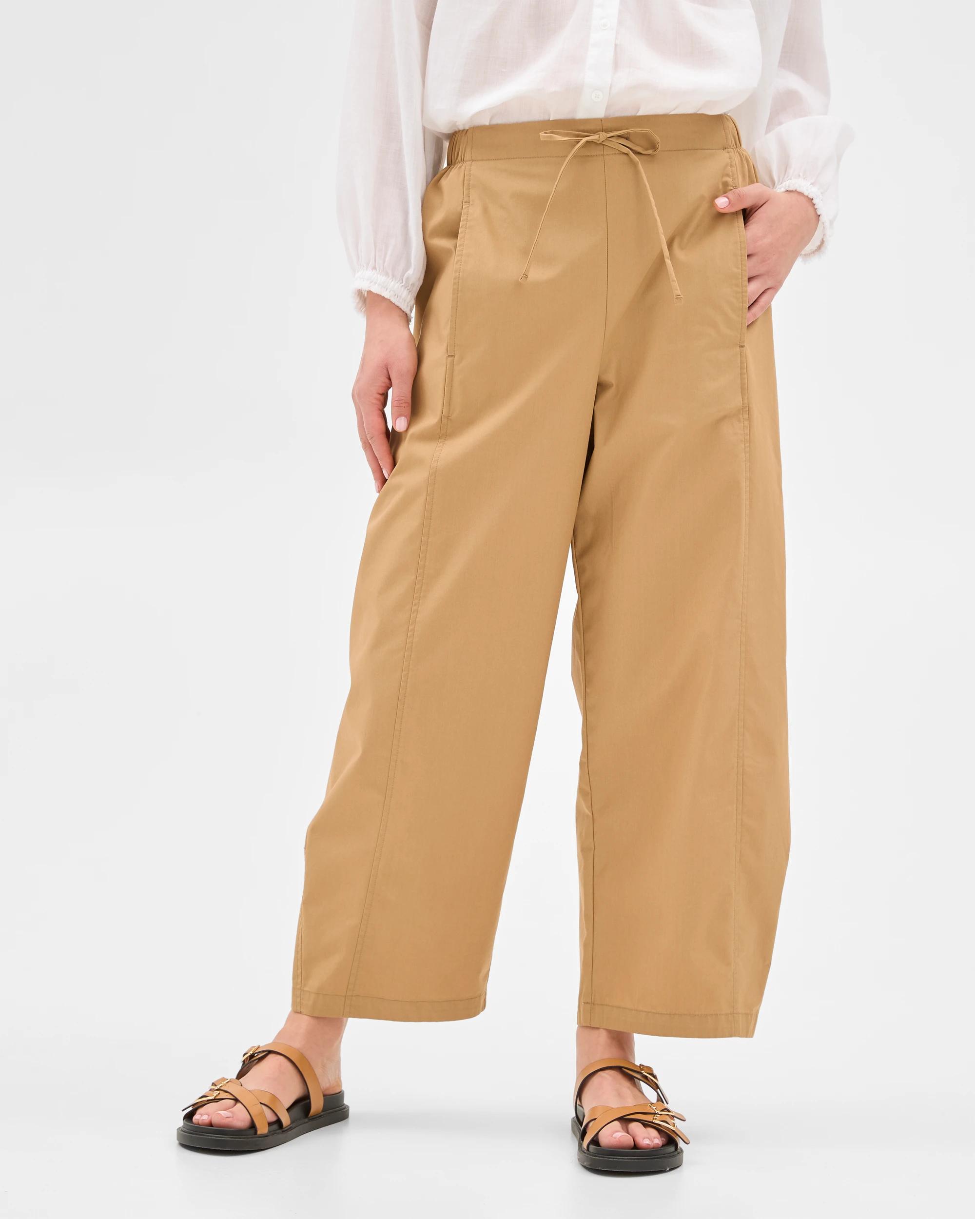 3 Target Australian Cotton Tie Waist Barrel Pants TEAKWOOD, 3 of 7