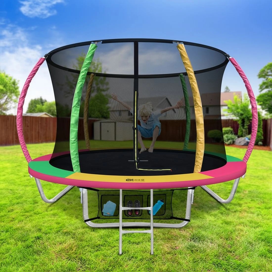7 Everfit 8FT Trampoline for Kids with Ladder Enclosure Safety Net Rebounder - Multi, 7 of 7