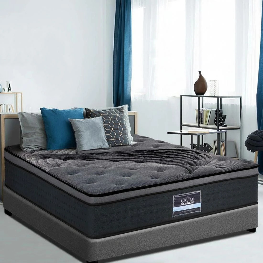 8 Giselle Bedding 34cm Mattress Bamboo Cover King - King Bed - Charcoal, 8 of 8