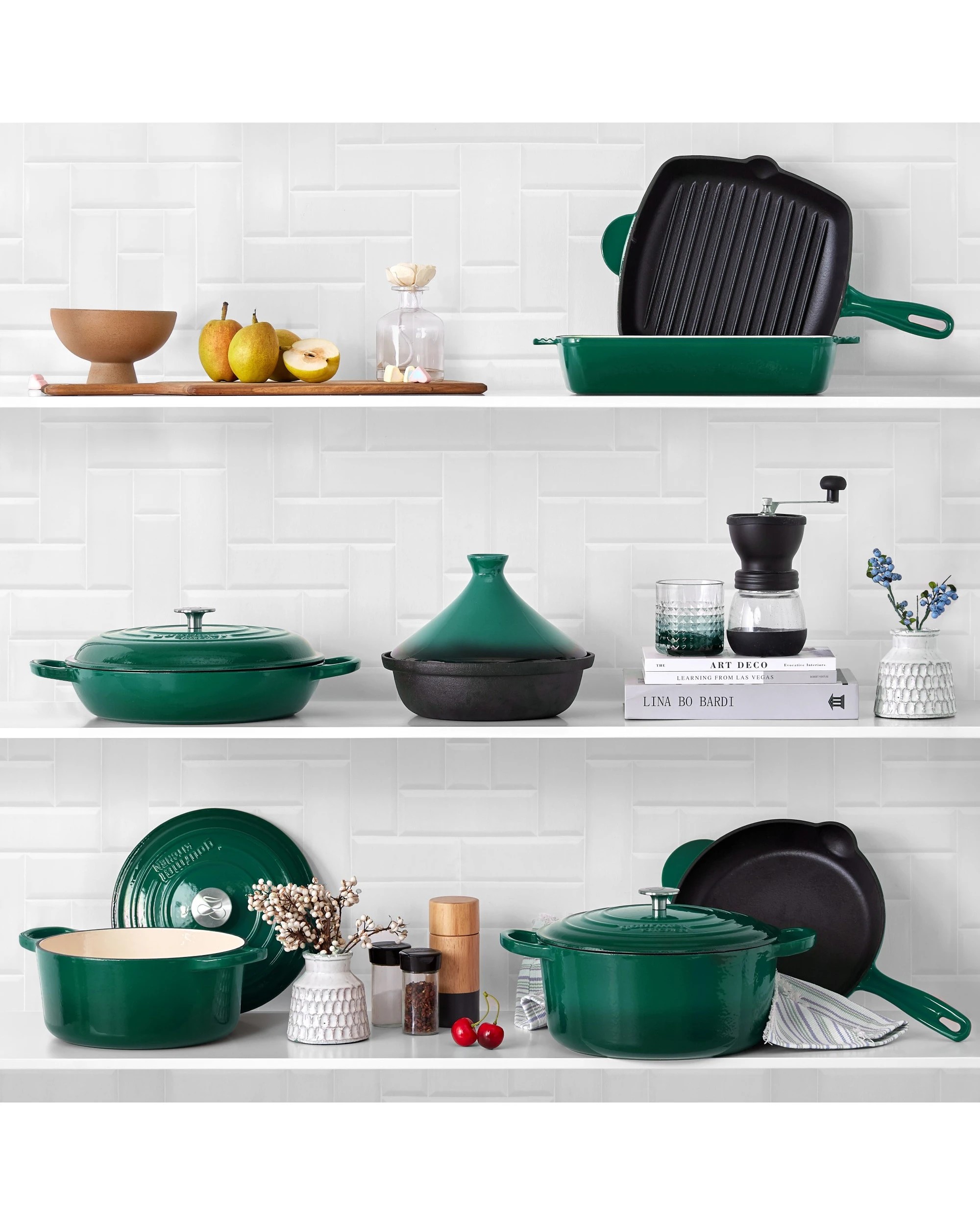 9 Gourmet Kitchen Enamelled Cast Iron Casserole 28cm - Eden Green, 9 of 9