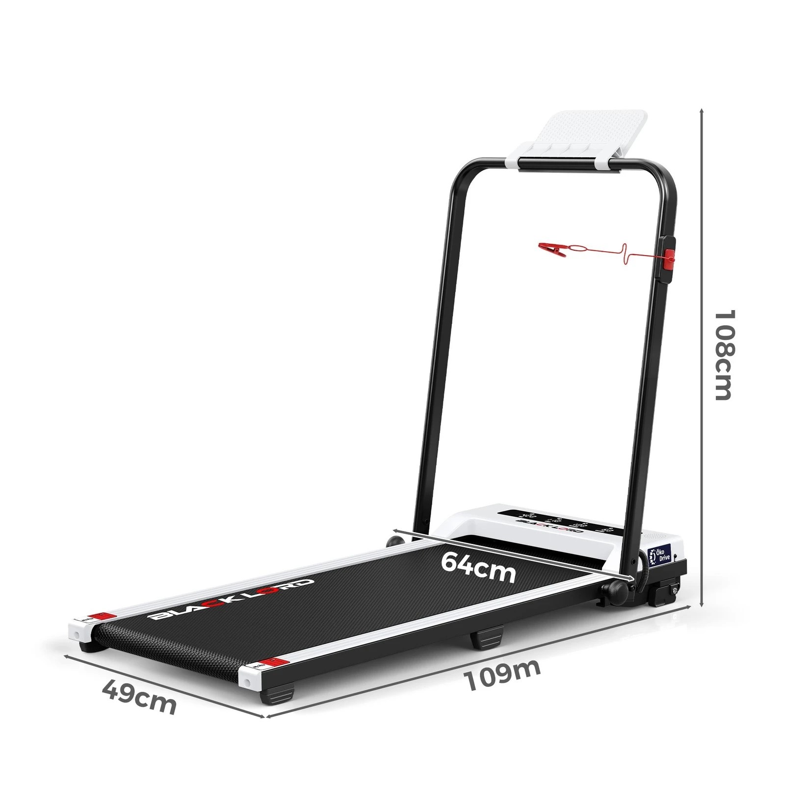 9 Black Lord Treadmill Electric Walking Pad Foldable 38cm Belt - White, 9 of 10